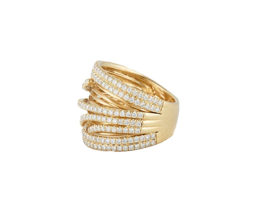 Gabriel & Co. 1.53ctw Diamond Criss Cross Multi Row Ring in 14K