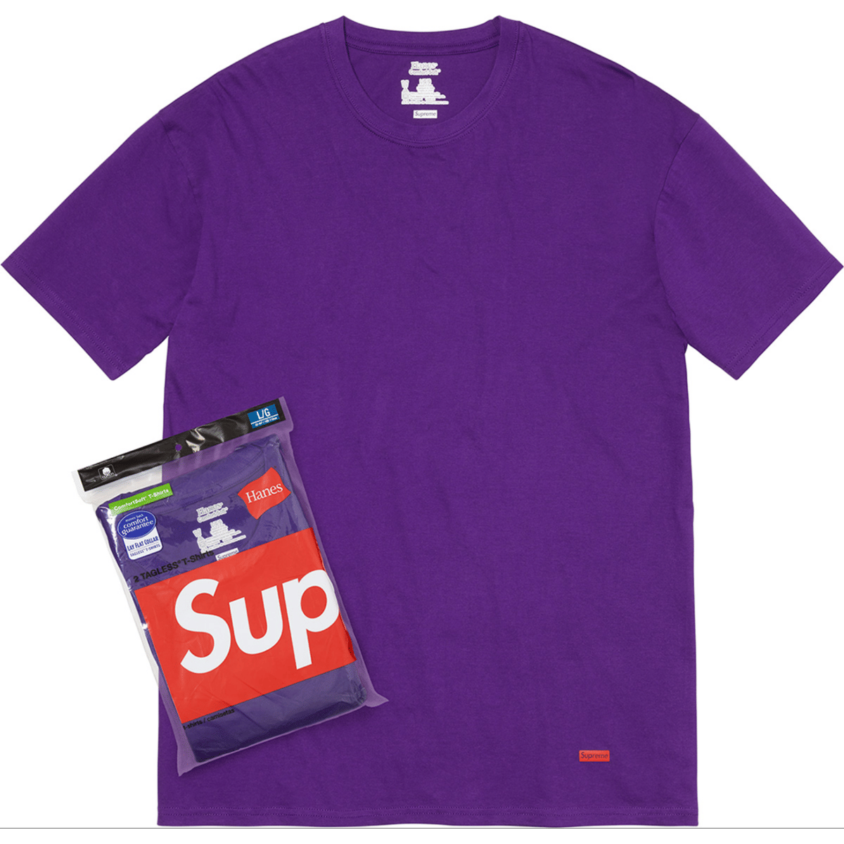 Supreme Hanes Tagless T-Shirts 'Purple' (2 Pack)