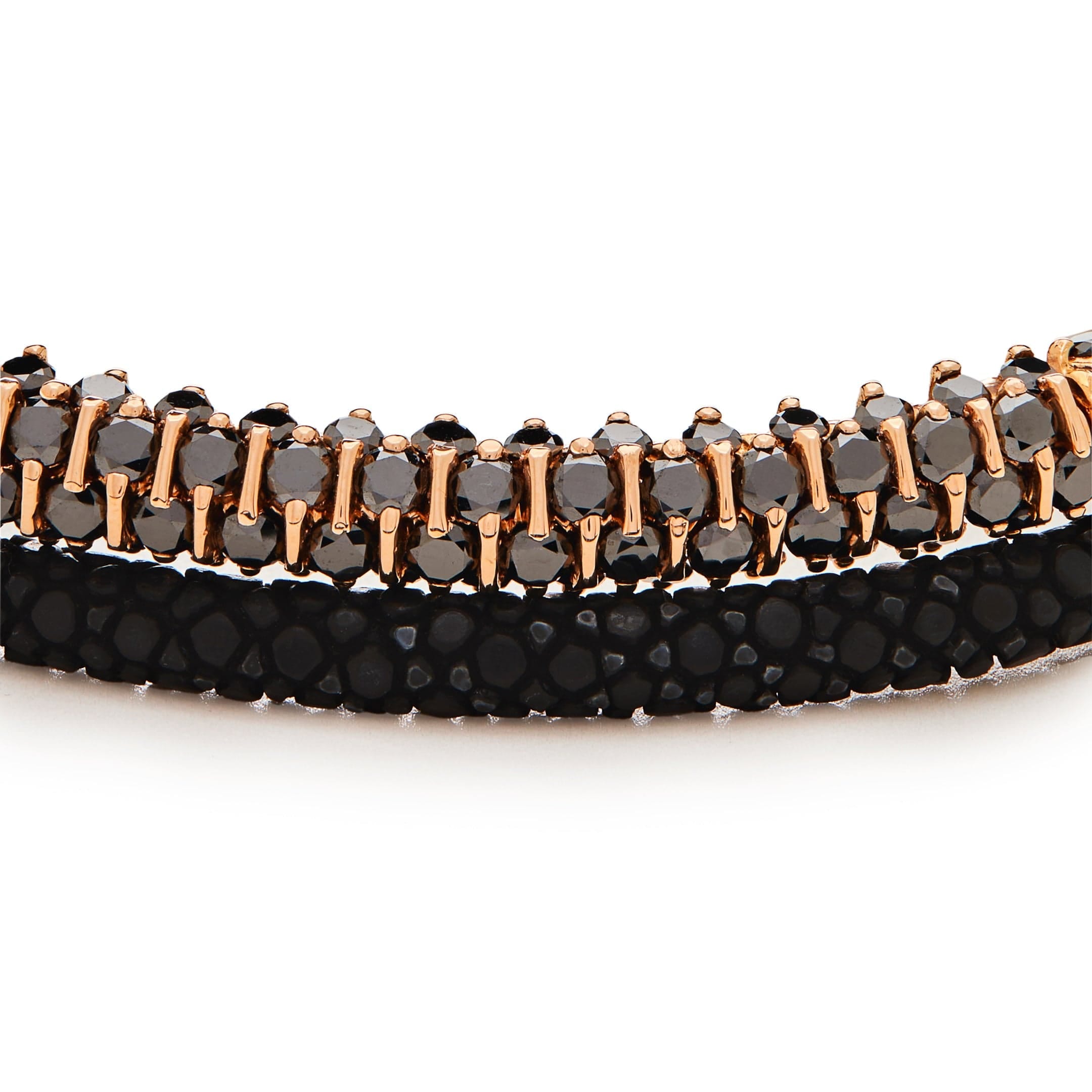 StingHD Rose Gold Black Diamond Bar Bracelet