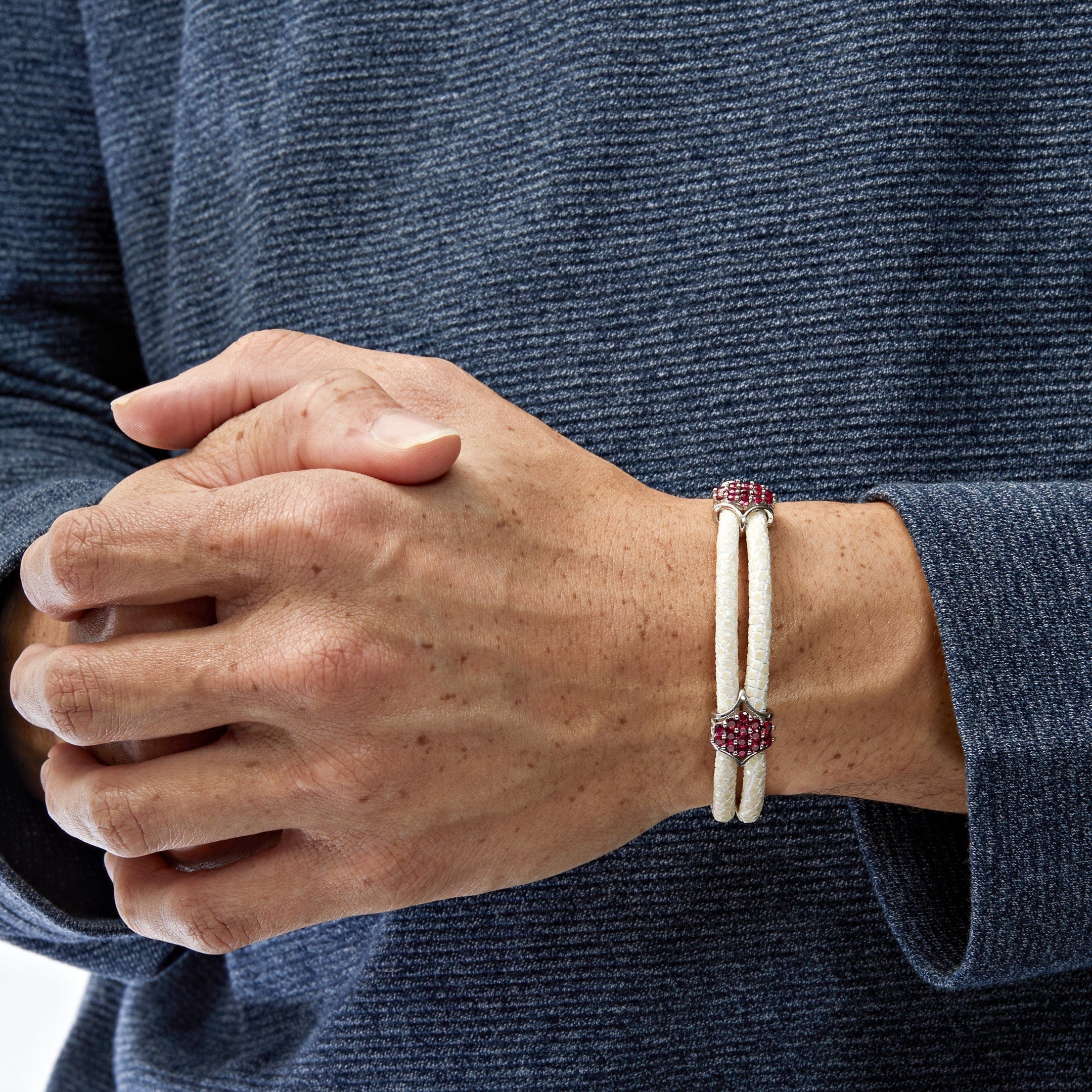 StingHD Pure Silver Ruby White Stingray Bracelet