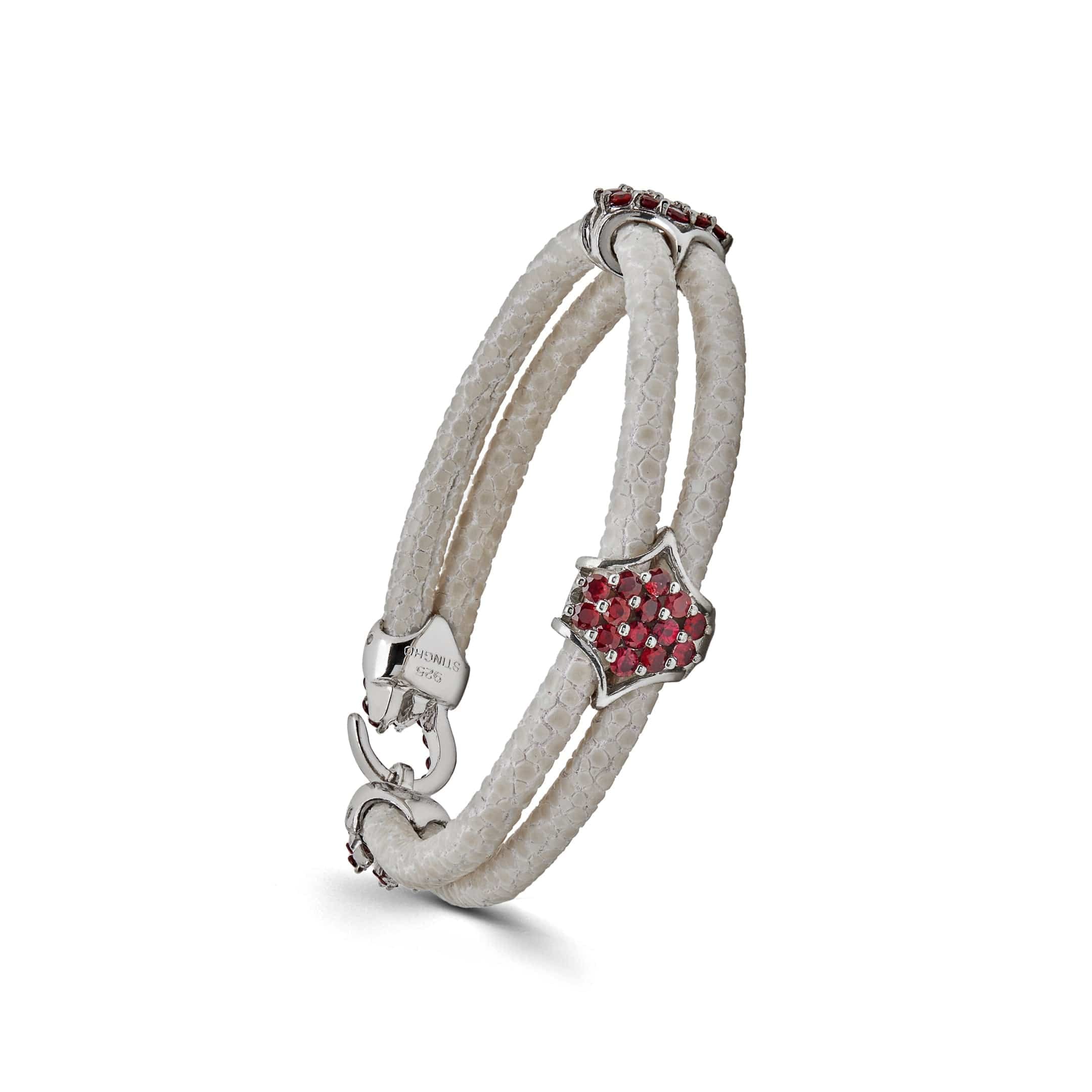 StingHD Pure Silver Ruby White Stingray Bracelet