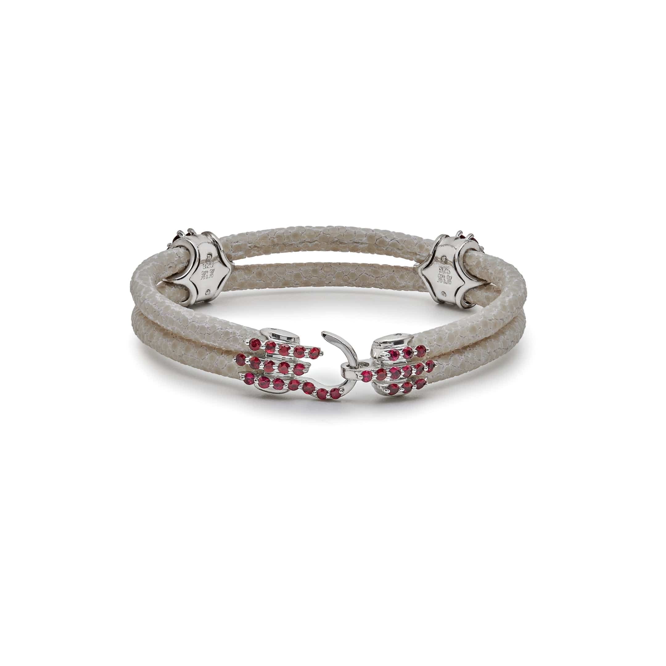 StingHD Pure Silver Ruby White Stingray Bracelet