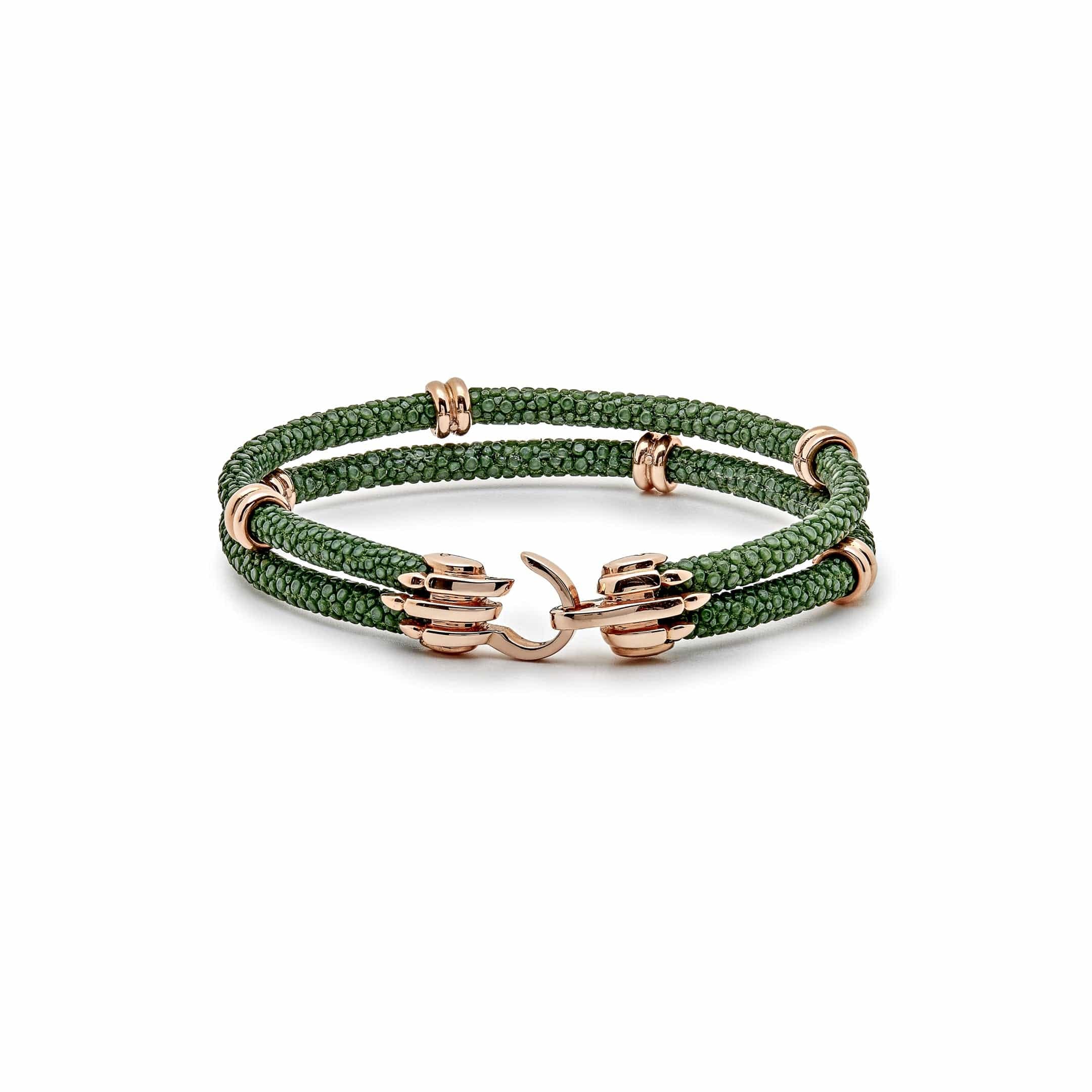 StingHD Rose Gold Rings Green Python Bracelet