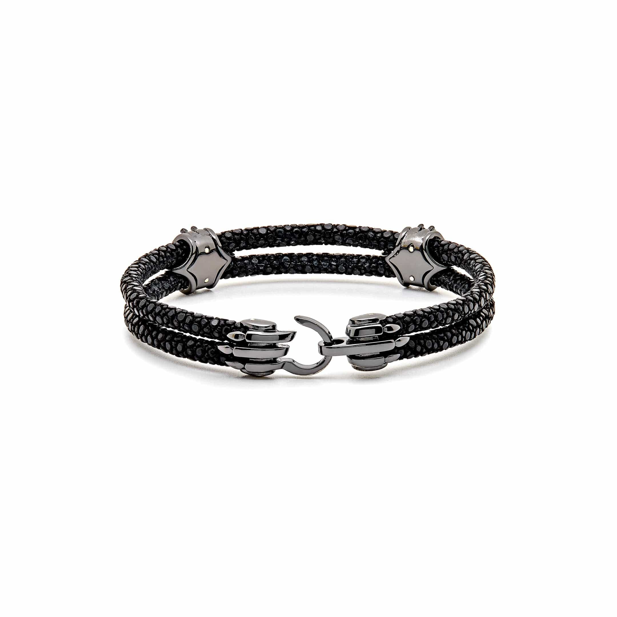 StingHD Black Platinum White Diamond Cluster Bracelet
