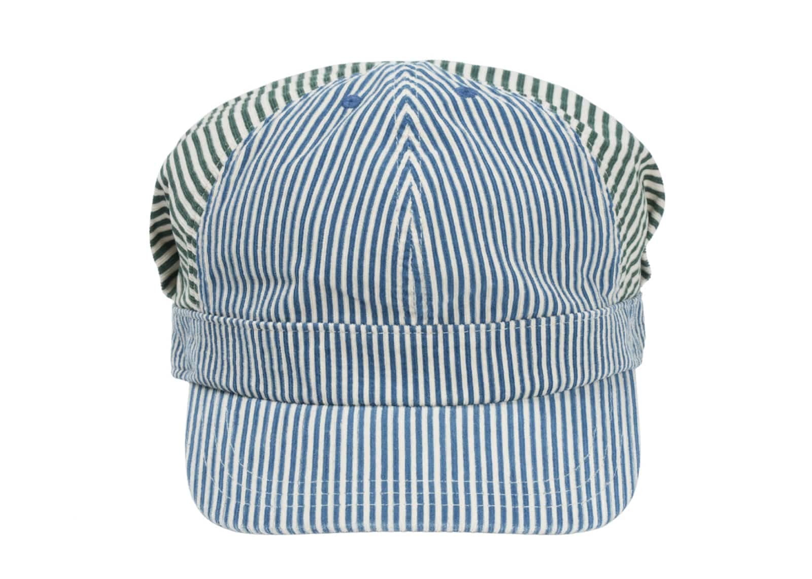 Coyseio Striped Pintuck Puff Cap Green
