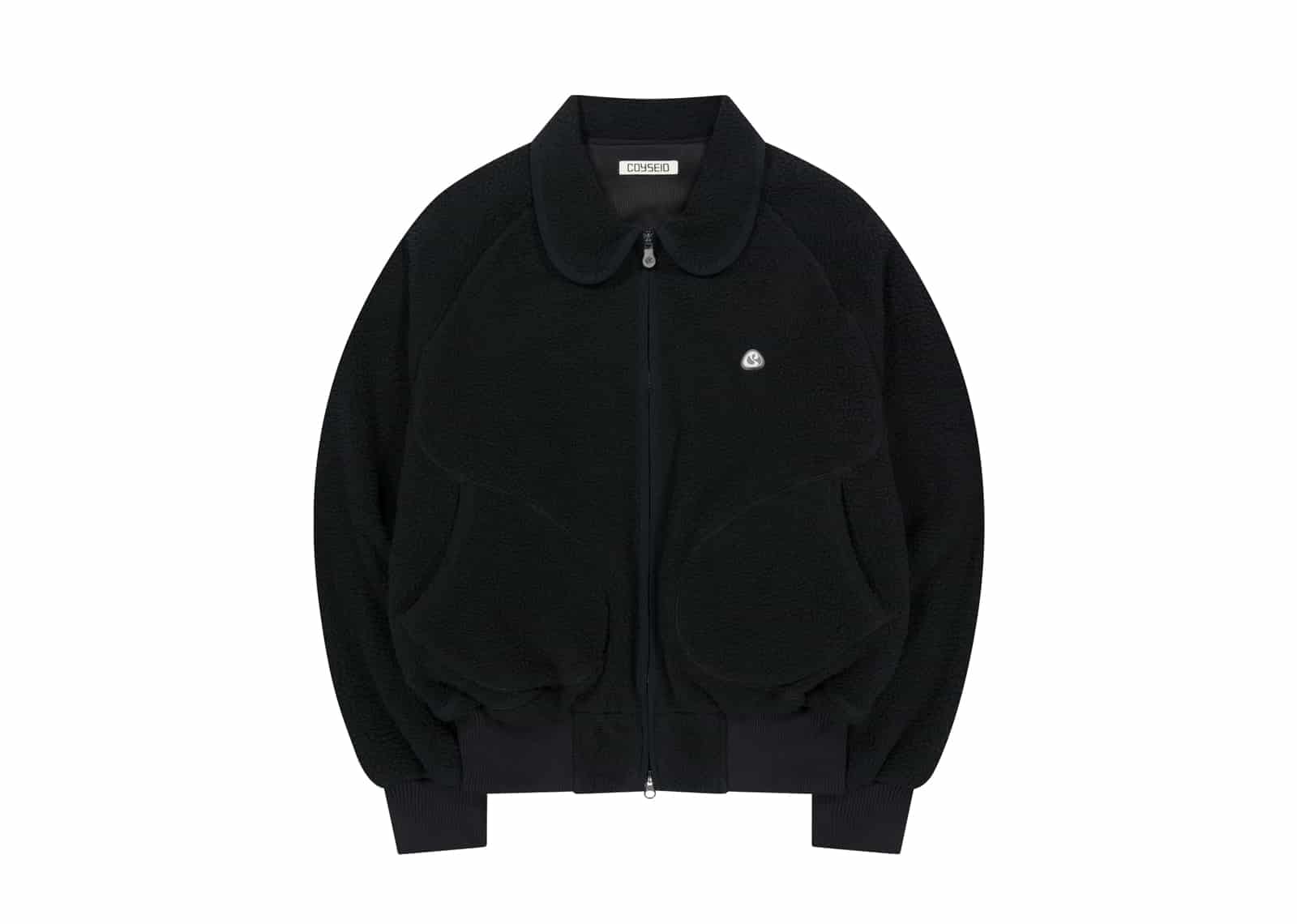 Coyseio Round Collar Fleece Jacket Black