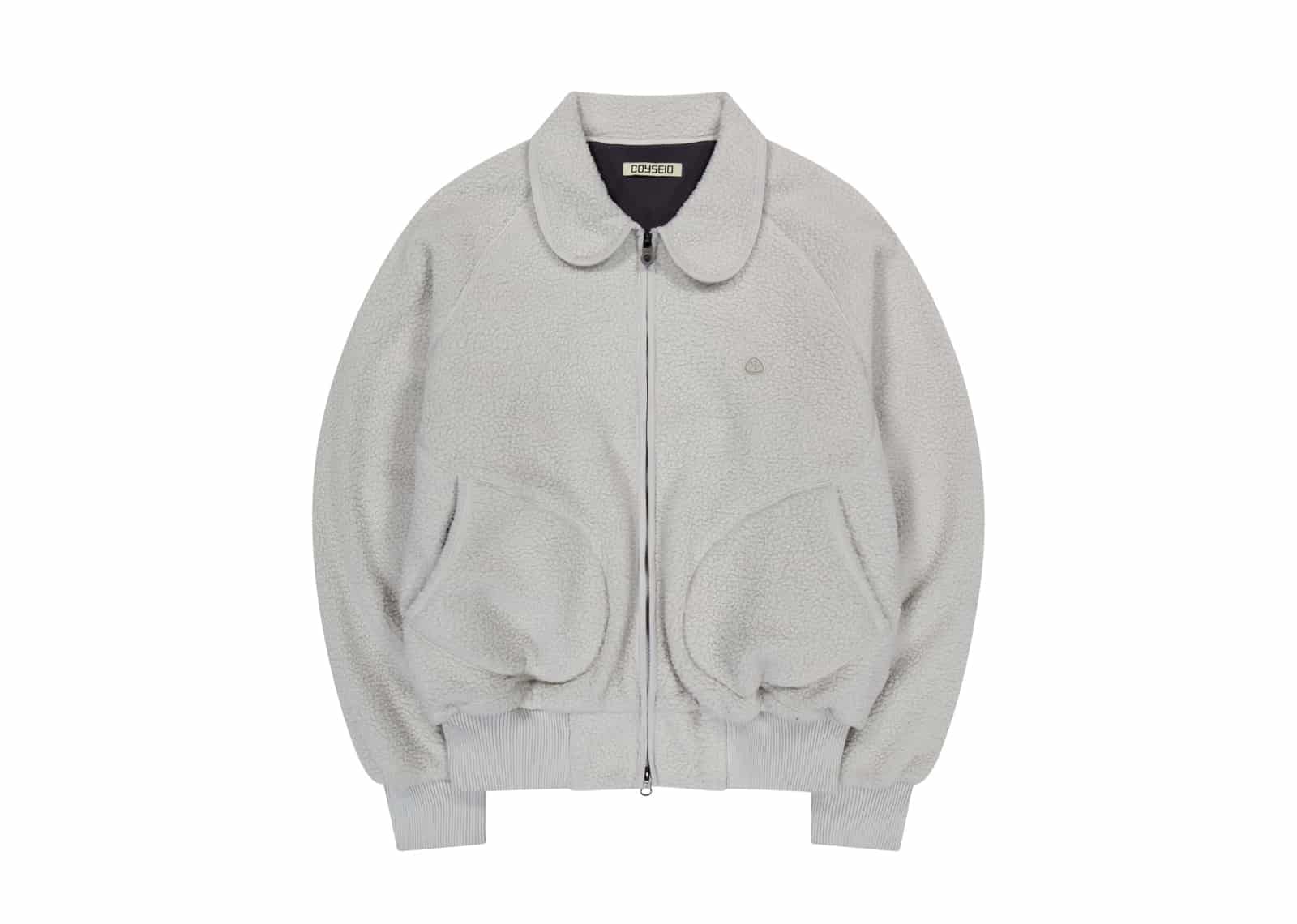 Coyseio Round Collar Fleece Jacket Light Grey