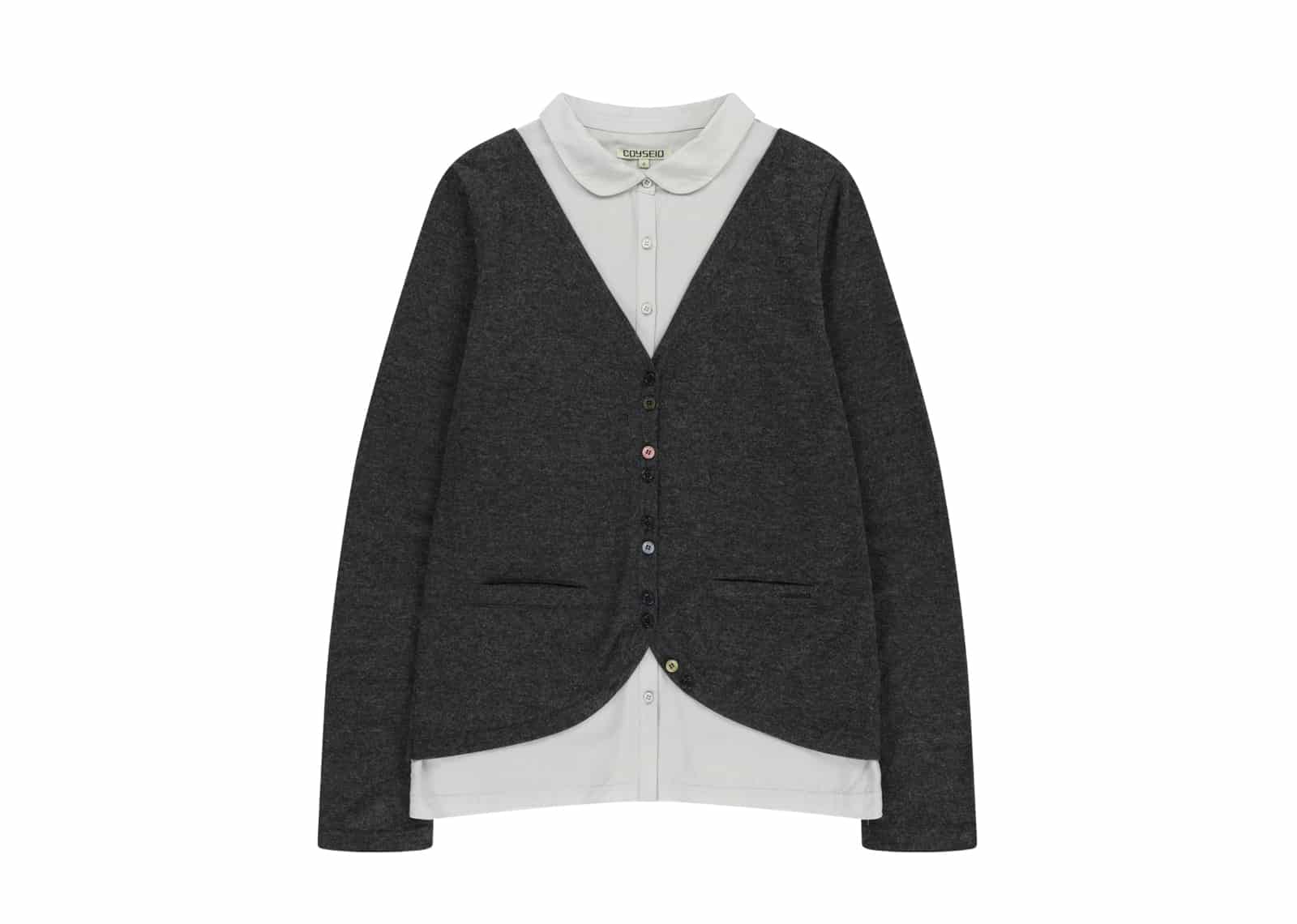 Coyseio Layered Shirt Cardigan Dark Grey