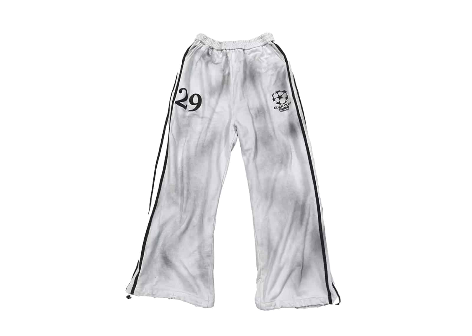 KLICK CLAK 25AW Embroidered Vintage Wash Sweatpants White