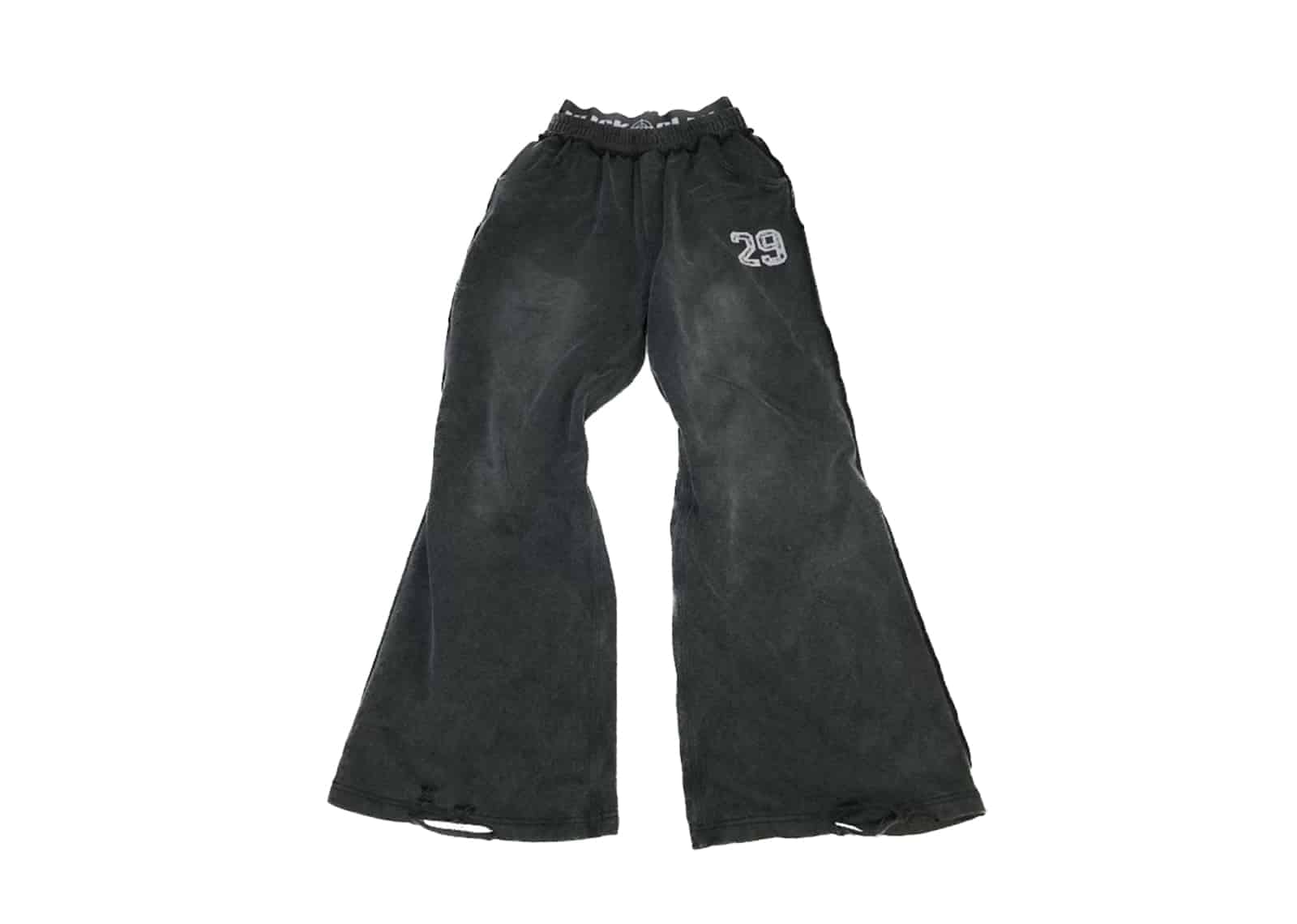 KLICK CLAK 26SS Double Waist Flared Vintage Wash Sweatpants Black