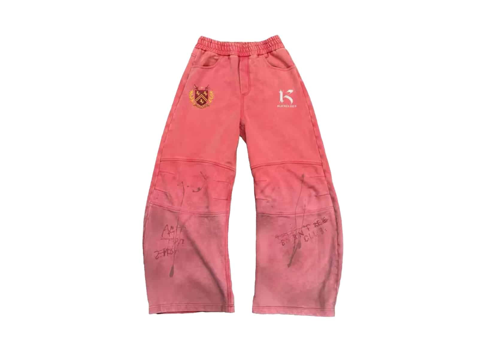 KLICK CLAK 26SS Scimitar Splatter Print Vintage Wash Sweatpants Red