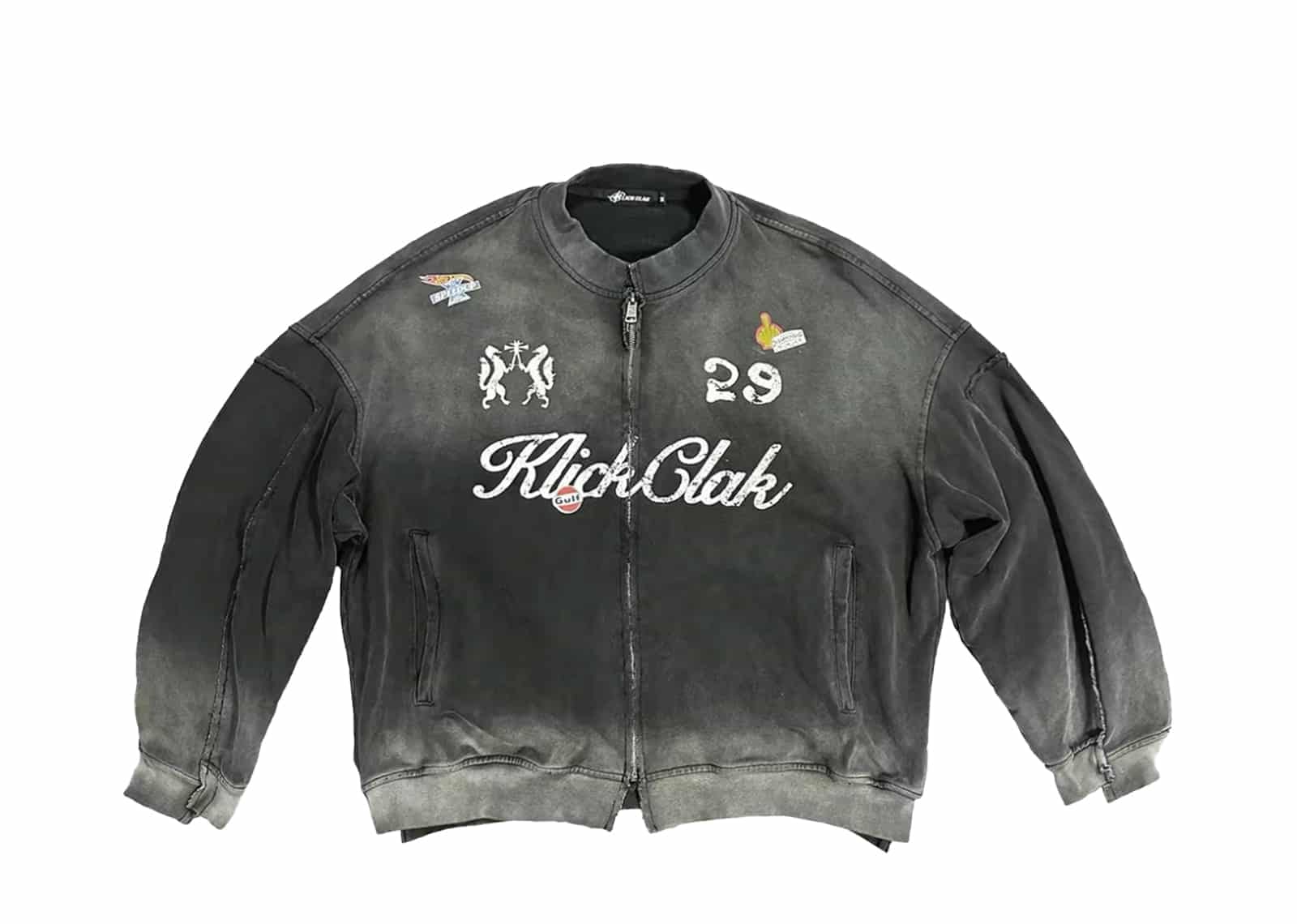KLICK CLAK 25AW Racing Vintage Wash Zip Jacket Black