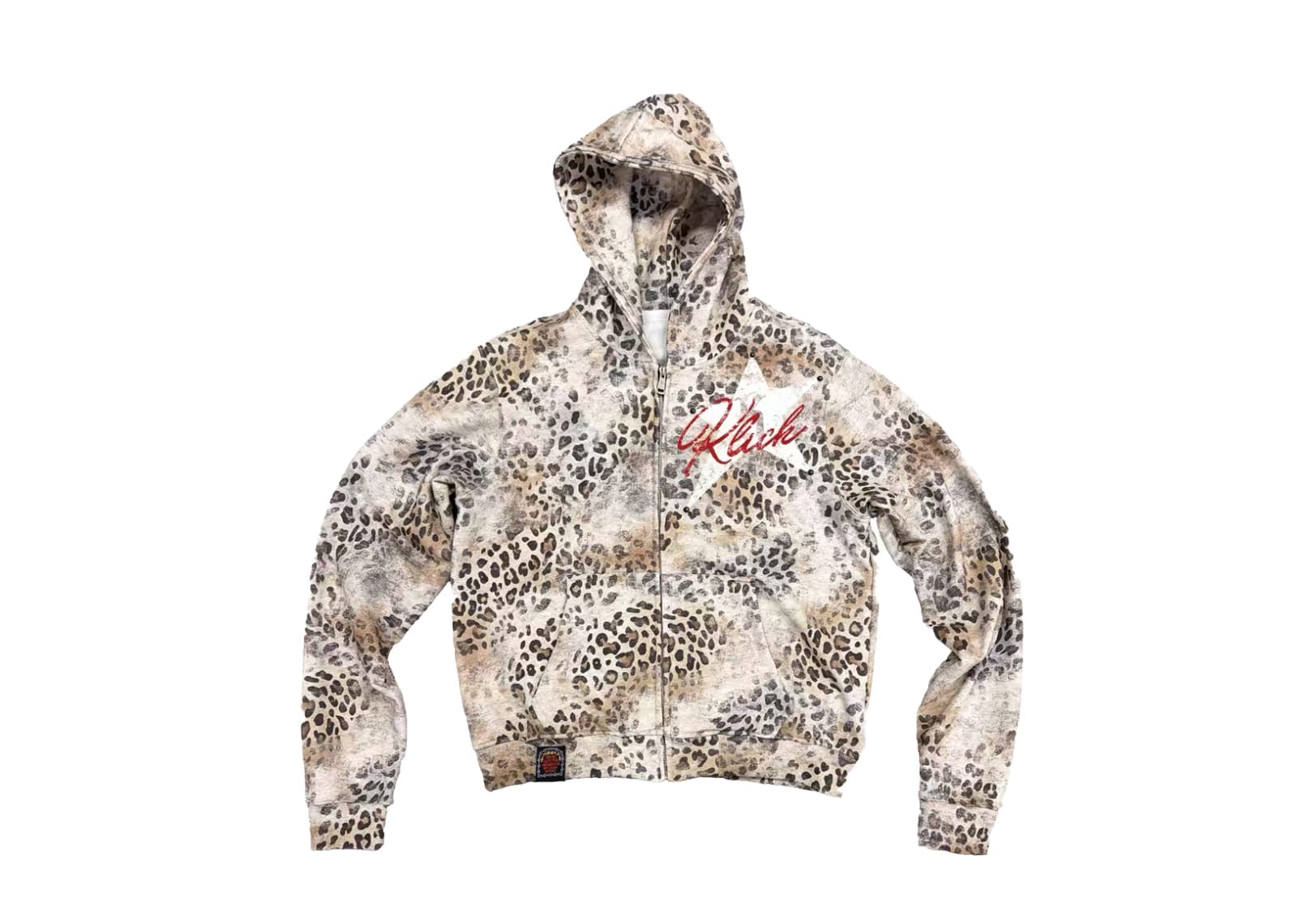KLICK CLAK 26SS Studded Leopard Print Vintage Wash Hoodie Multi