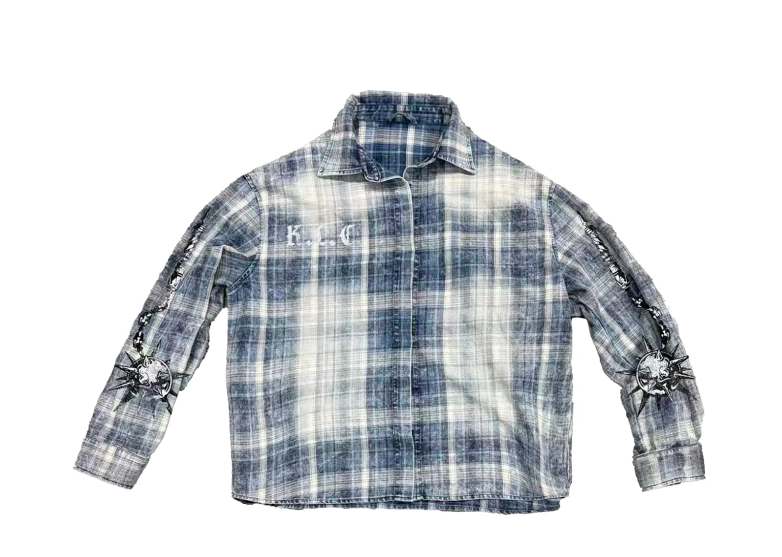 KLICK CLAK 26SS Plaid Print Vintage Wash Shirt Blue