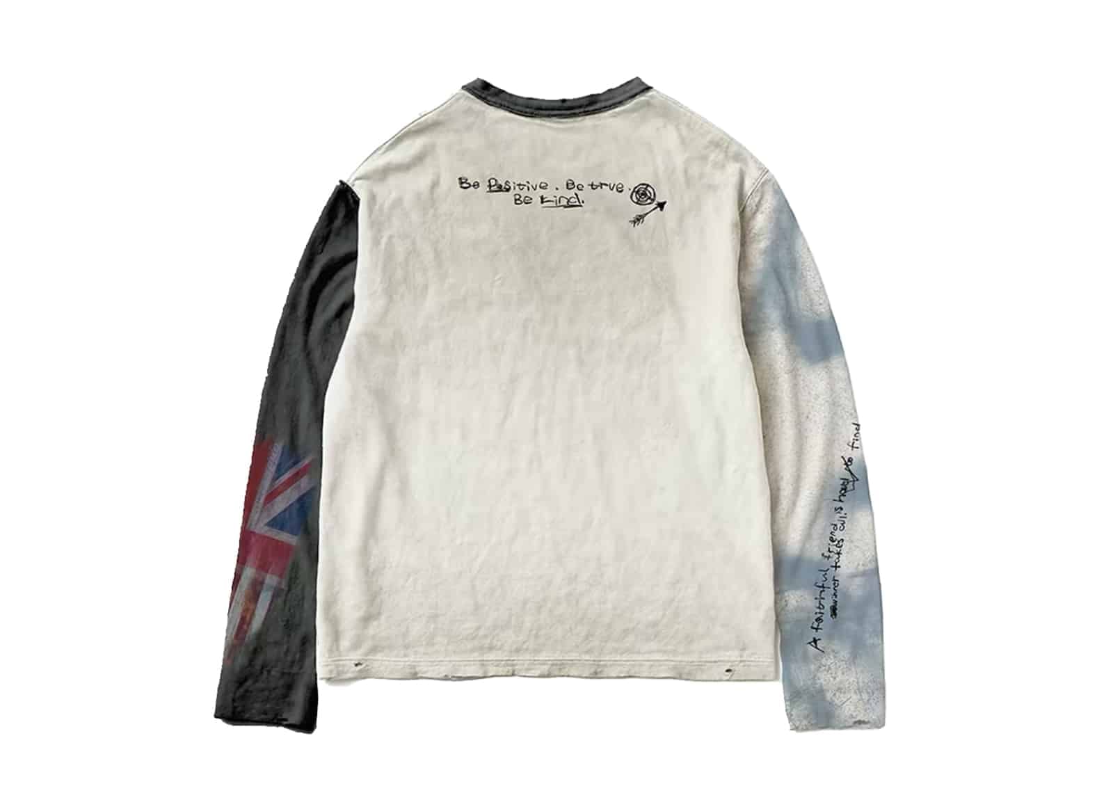 KLICK CLAK 26SS USA Flag Graffiti Patchwork Vintage Wash L/S Tee White