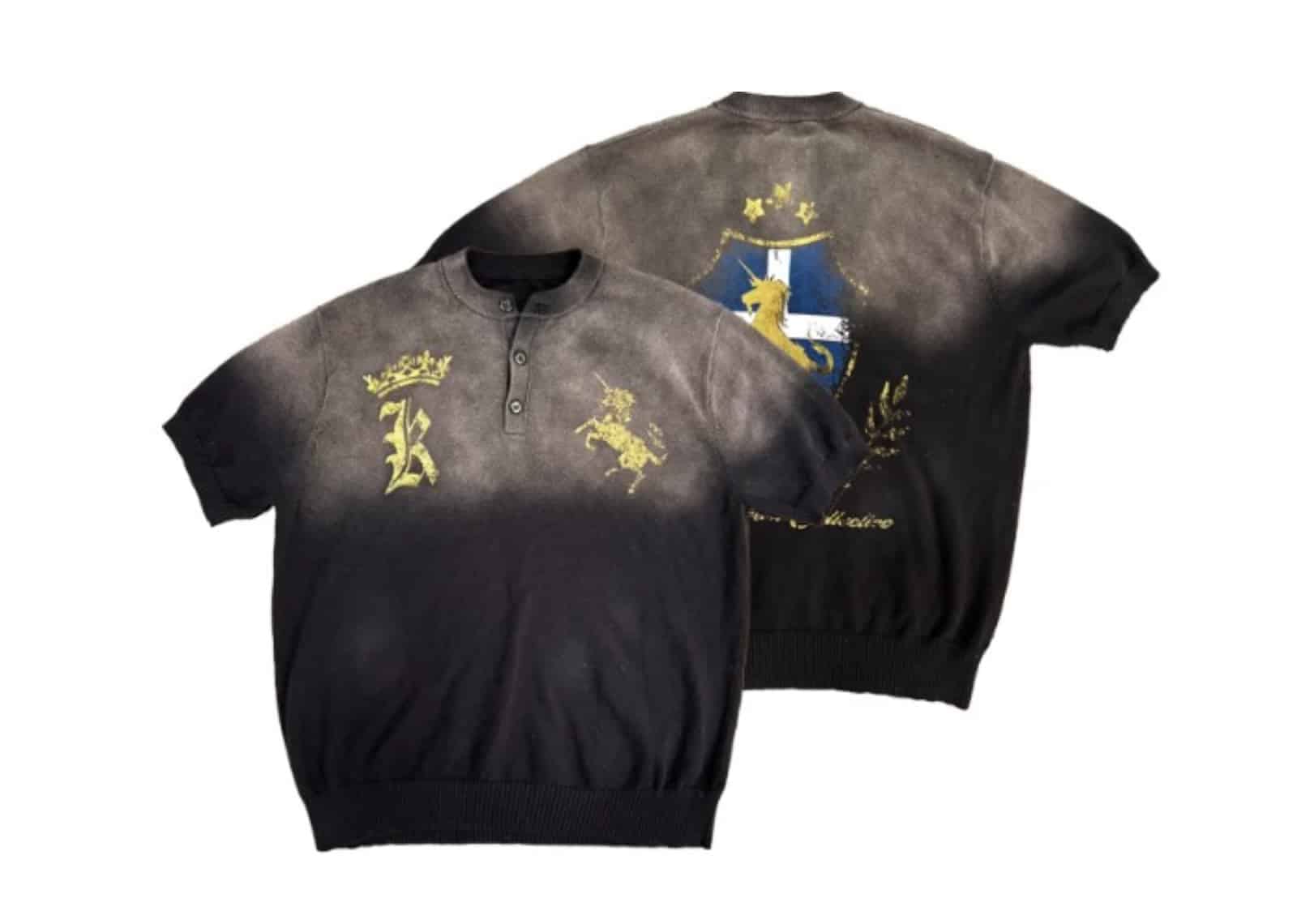 KLICK CLAK 26SS War Horse Print Vintage Wash Knit Tee Black
