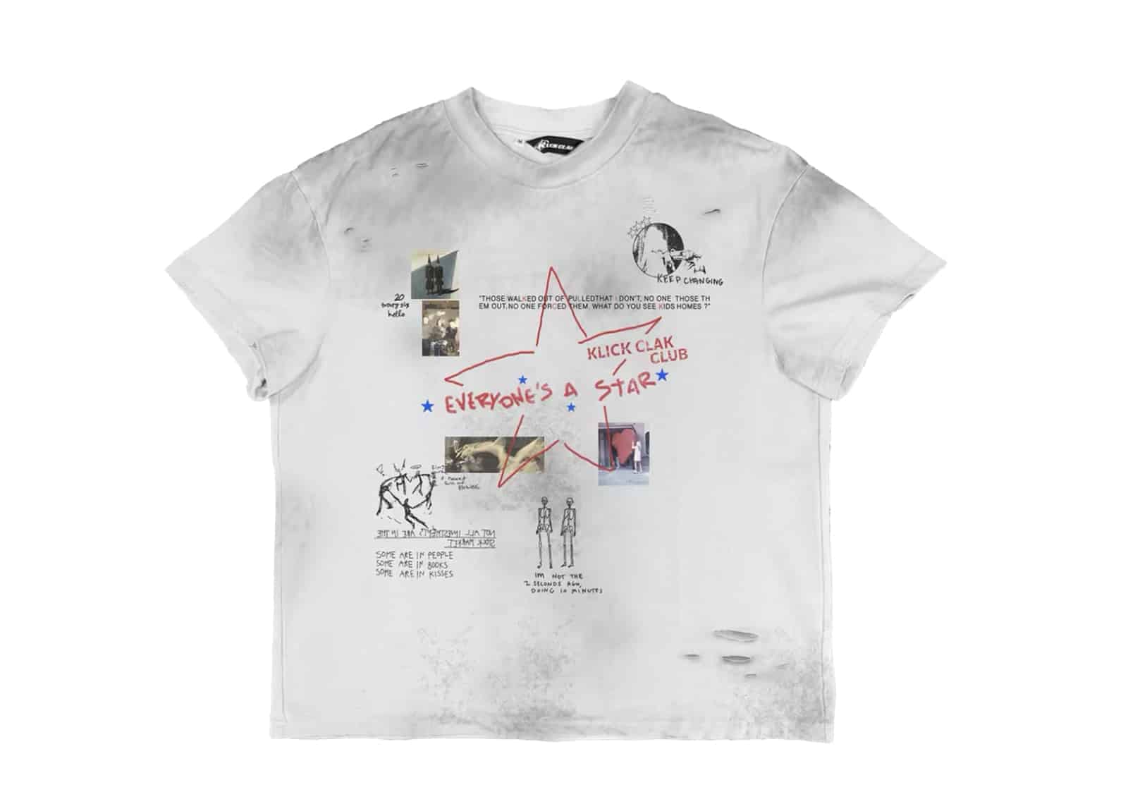 KLICK CLAK 26SS Graffiti Print Vintage Wash Tee White