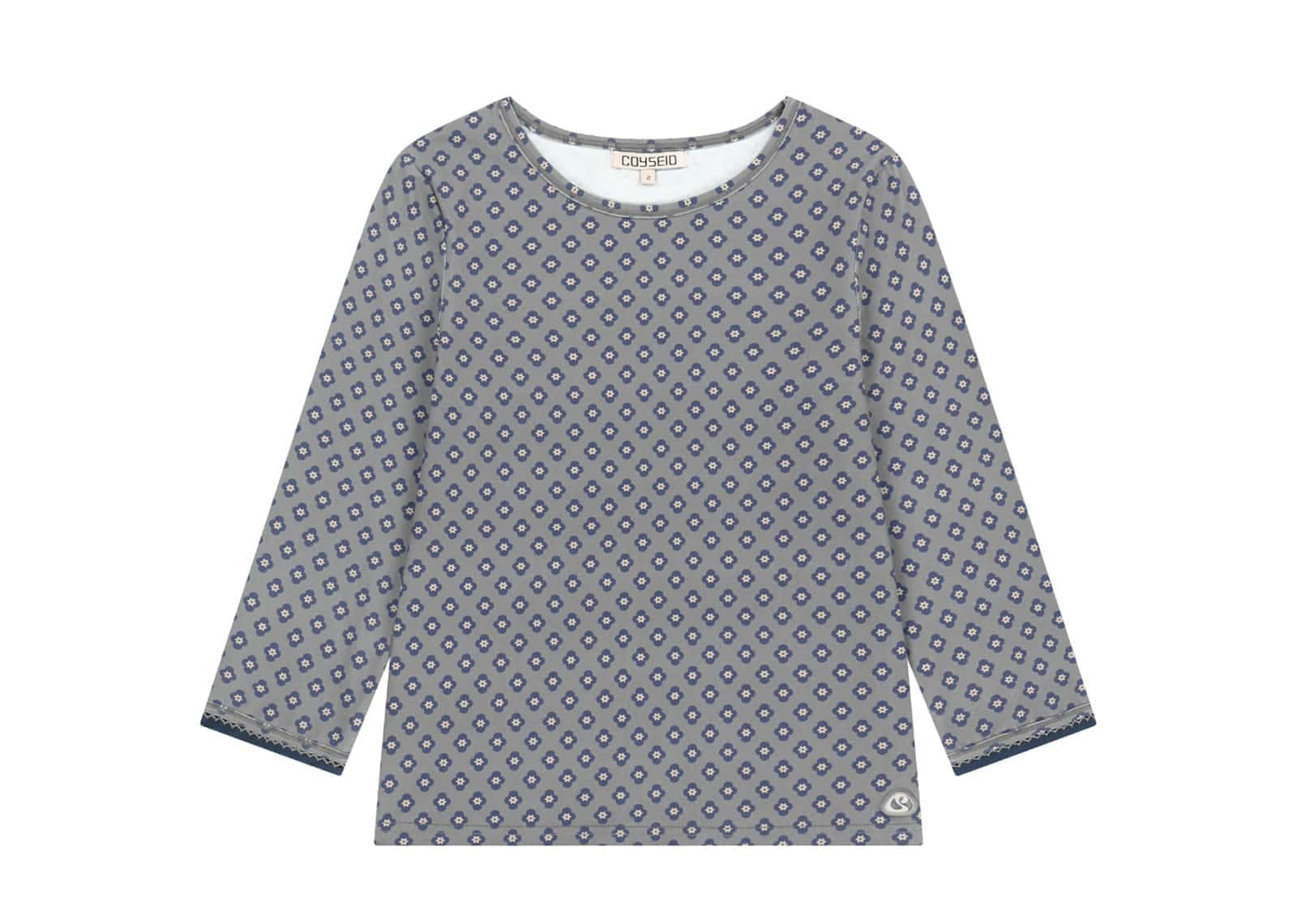 Coyseio Flower Capri Sleeve Tee Grey