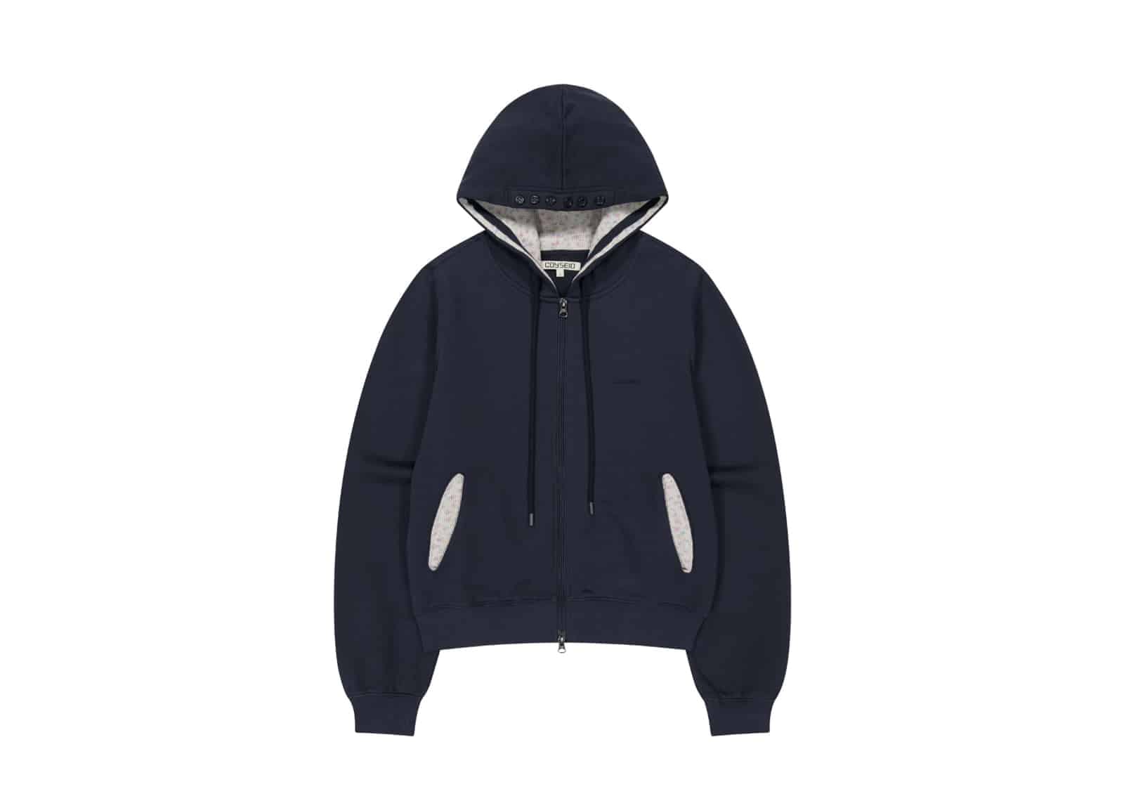 Coyseio Flower Point Zip Up Hoodie Navy