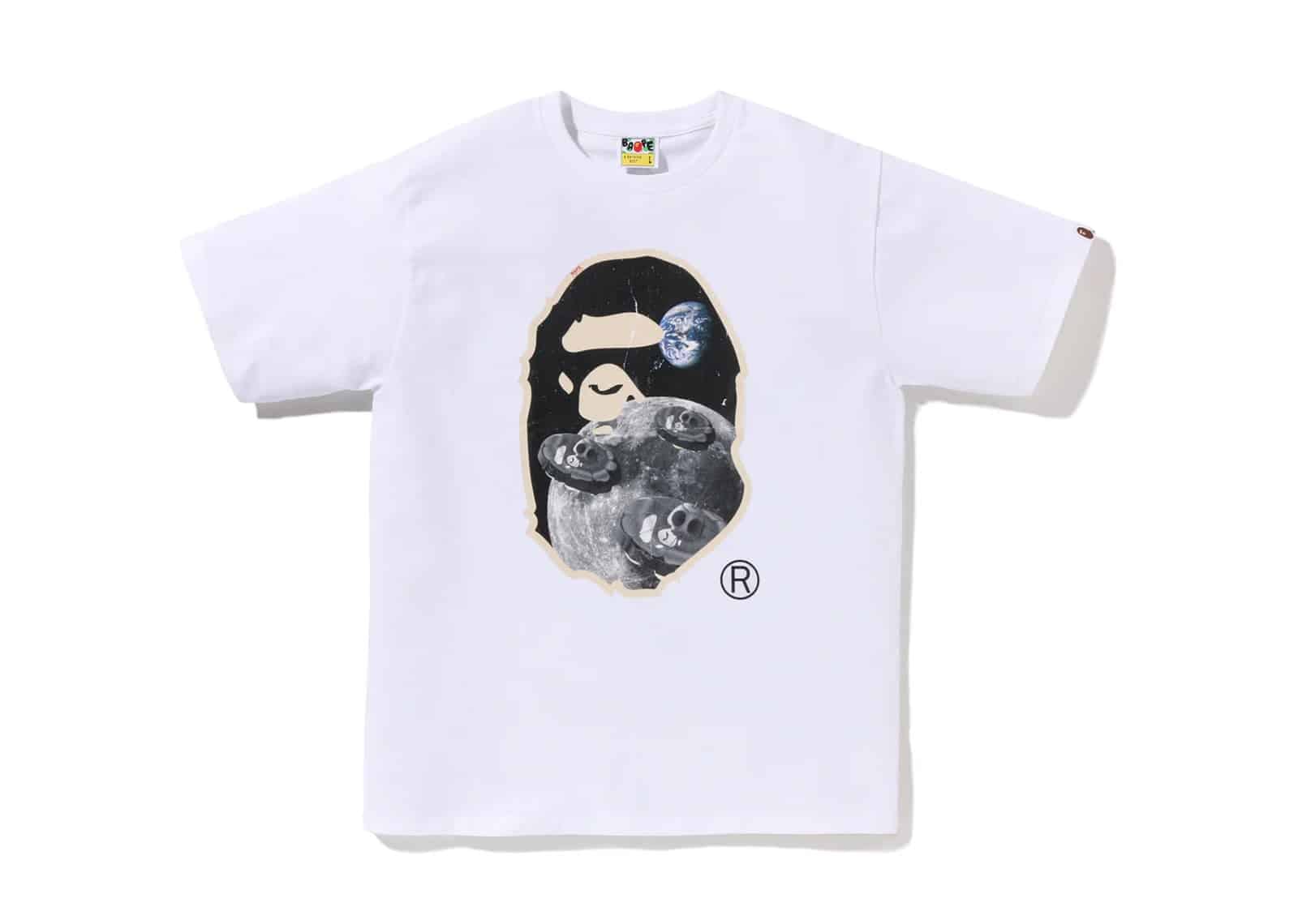 BAPE Moon Ape Head Old Photo Tee White