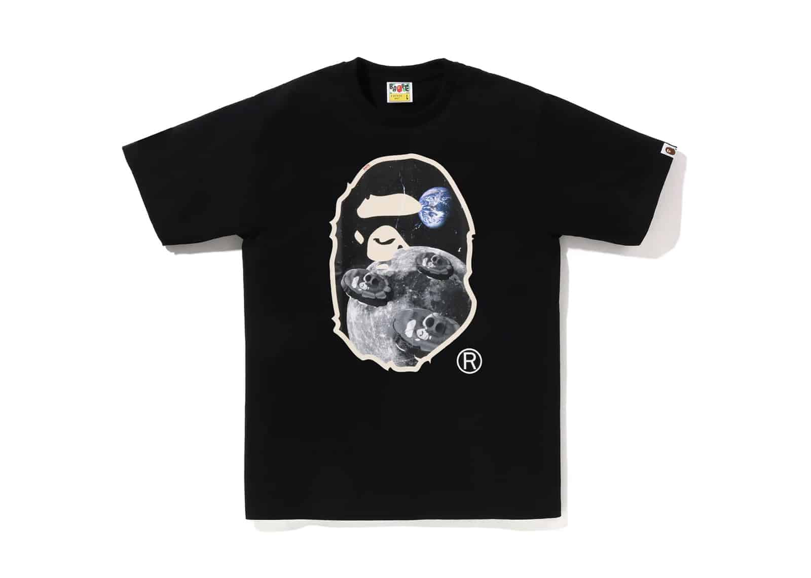 BAPE Moon Ape Head Old Photo Tee Black