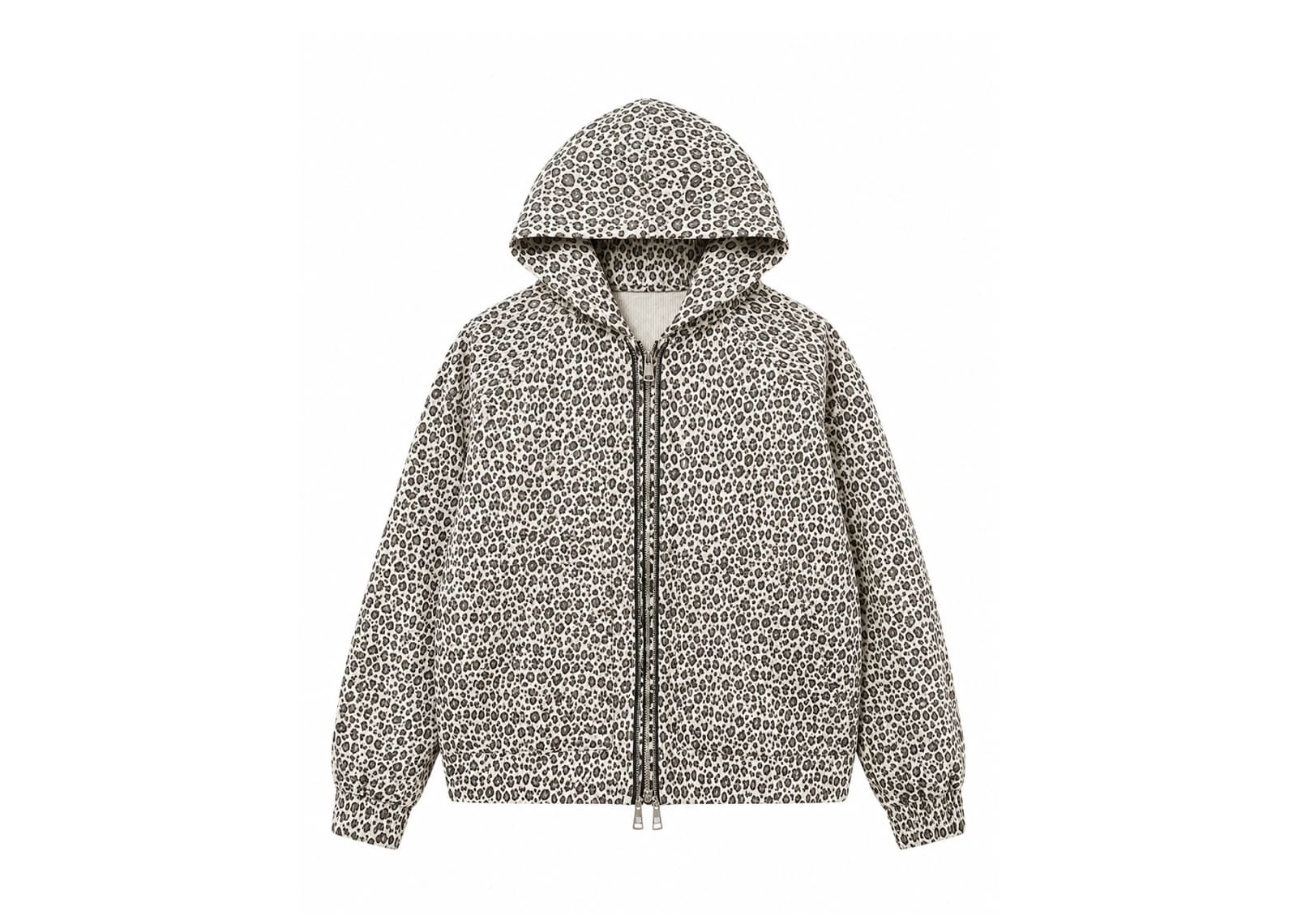 Karakoroo Multi Zip Up Hoodie Leopard White