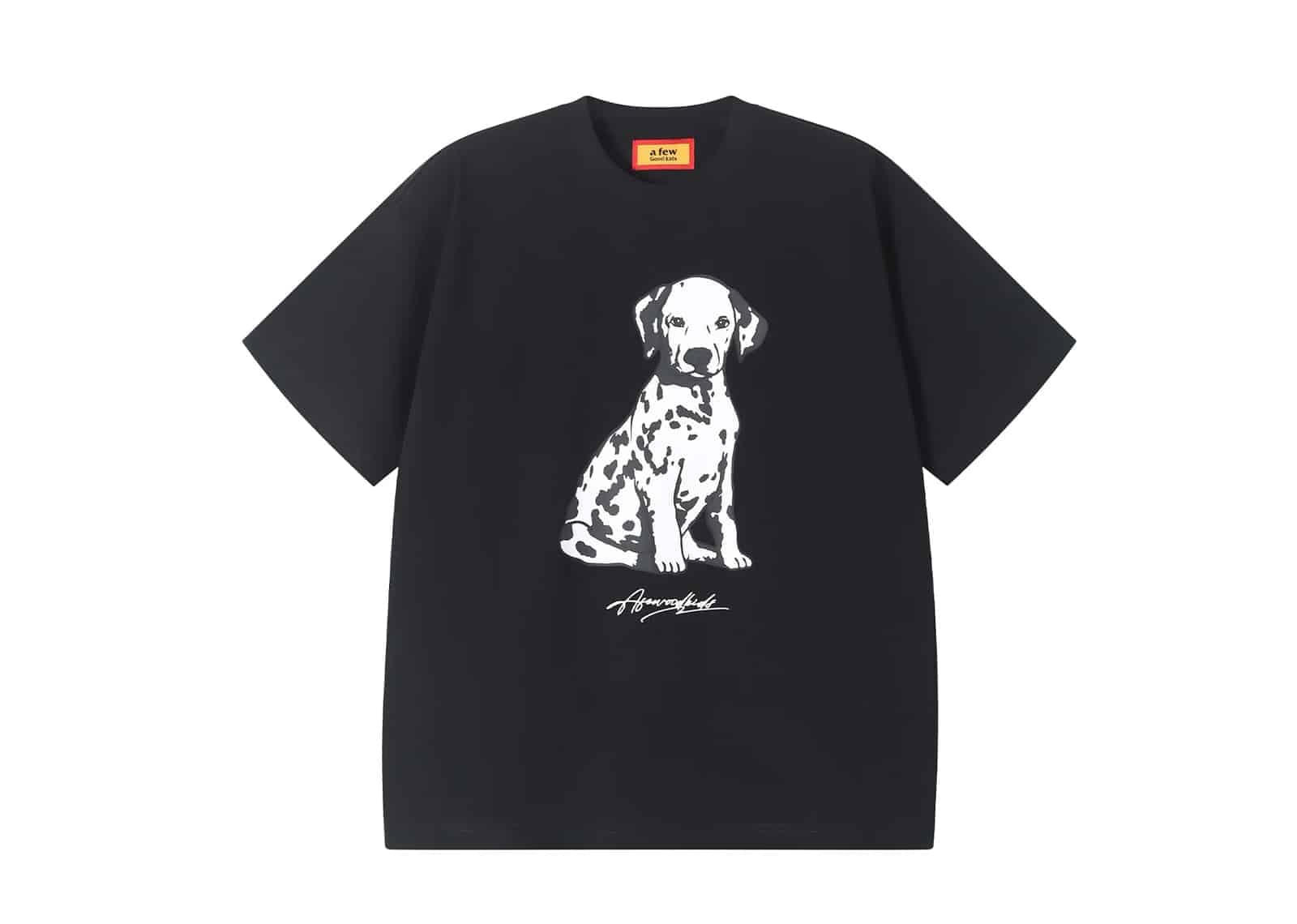 A Few Good Kids 26SS Spotted Puppy Print Tee Black