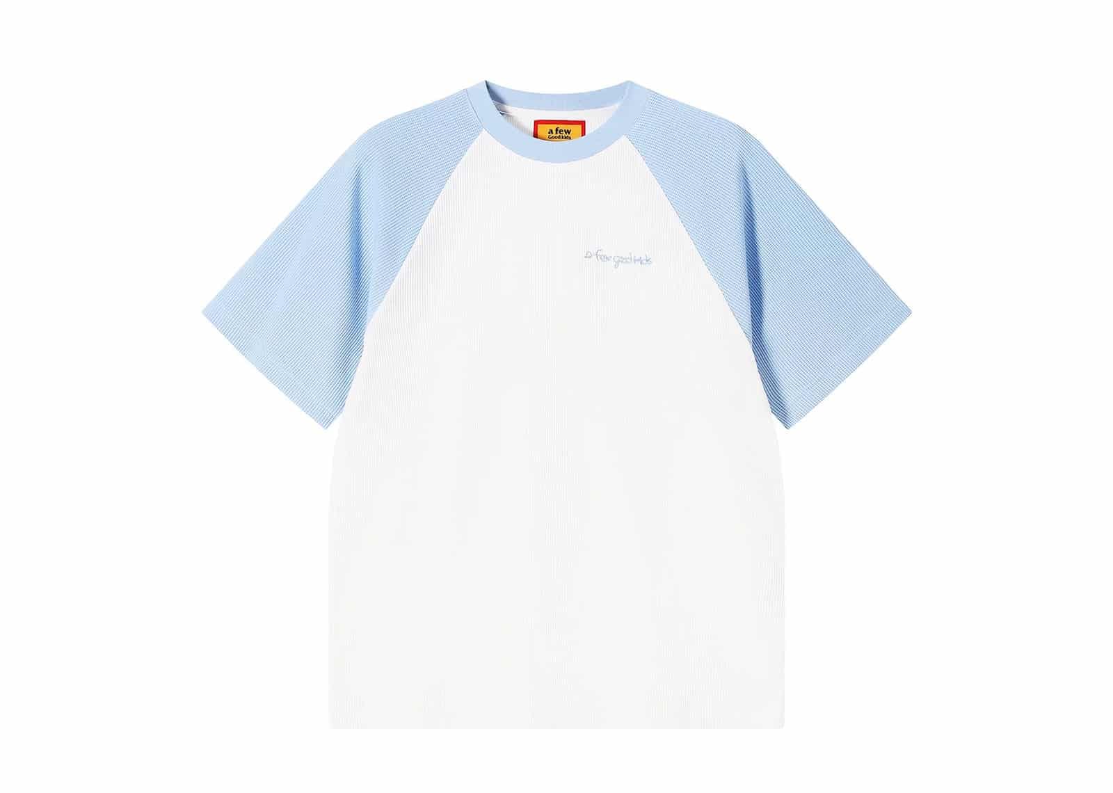 A Few Good Kids 26SS Waffle Raglan Tee White Baby Blue