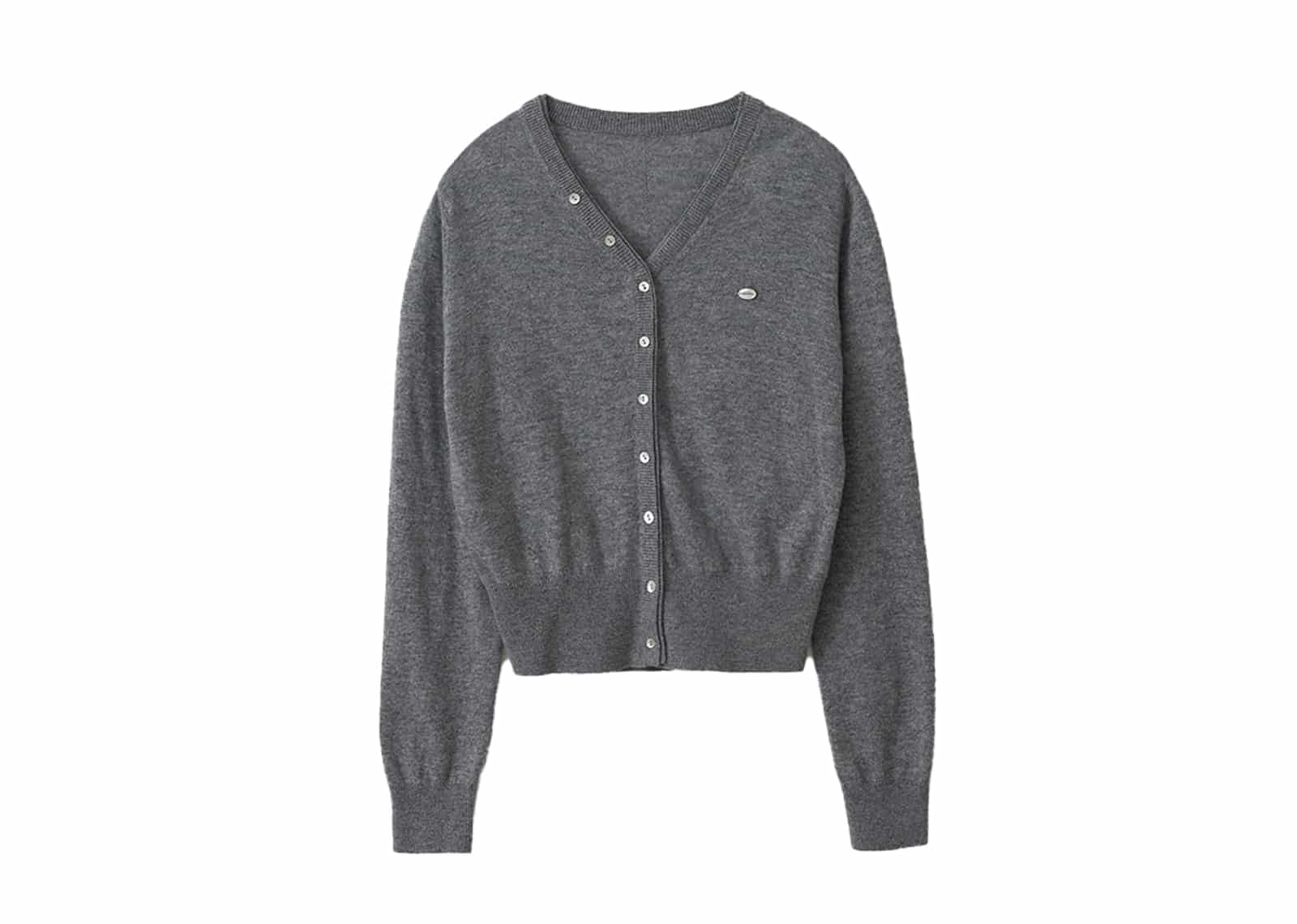 Rolarola Wool Blended V-Neck Cardigan Gray