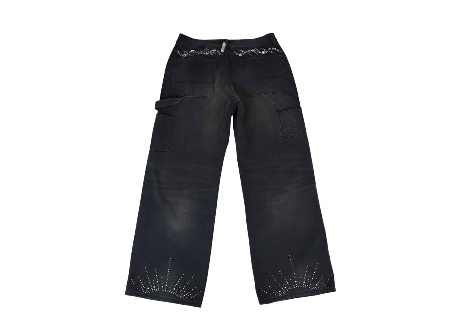 REGEN ZONE Diamond Crystal Starry Denim Work Pants Blue