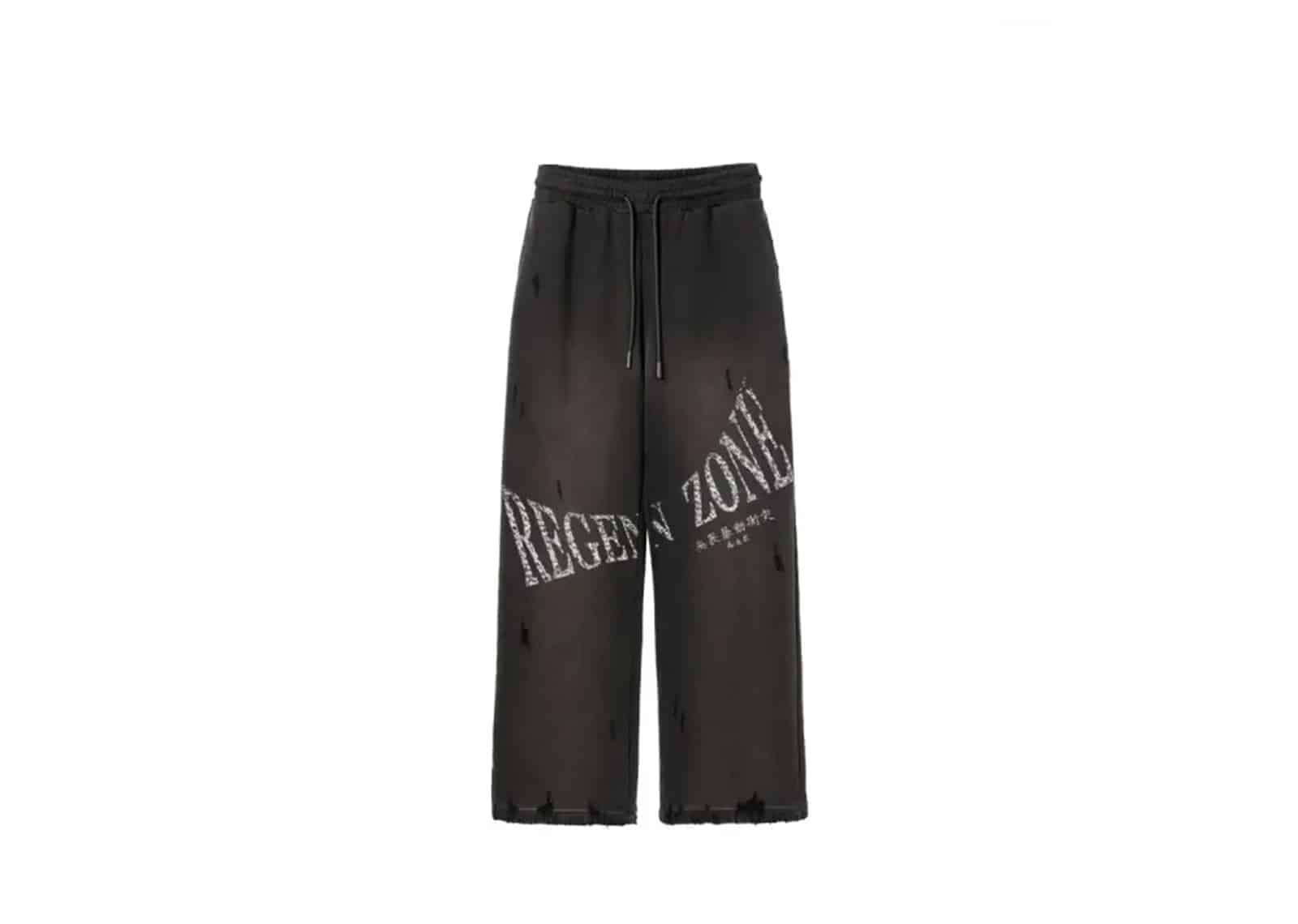 REGEN ZONE 25SS RIOT Distressed Cultural Sweatpants Black
