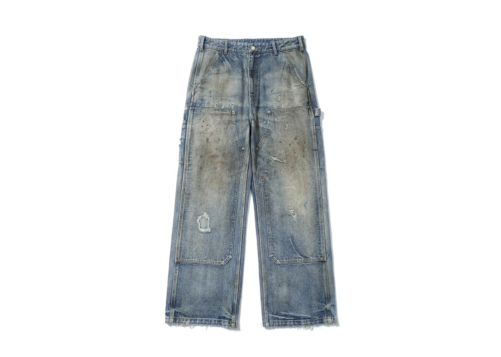 SONGAADON Dirty Jeans With Stained Knees Blue
