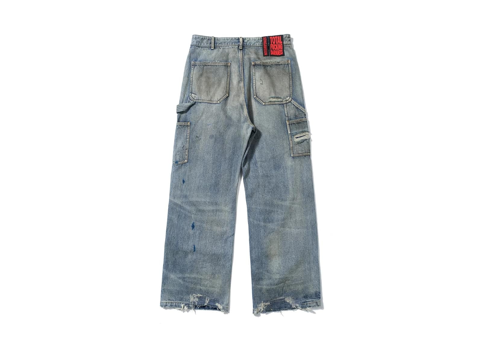 SONGAADON Dirty Jeans With Stained Knees Blue
