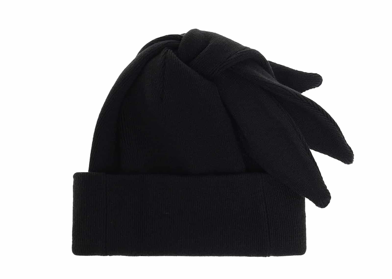 6CRAYON Multi-Way 3-Ear Knit Beanie Black