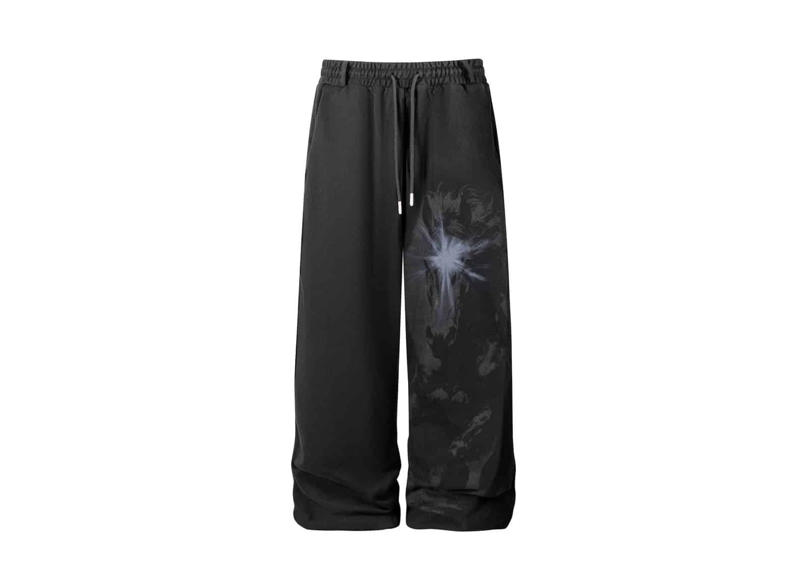 Tiesake Missing in Action Two Tone Cotton Sweatpants Black