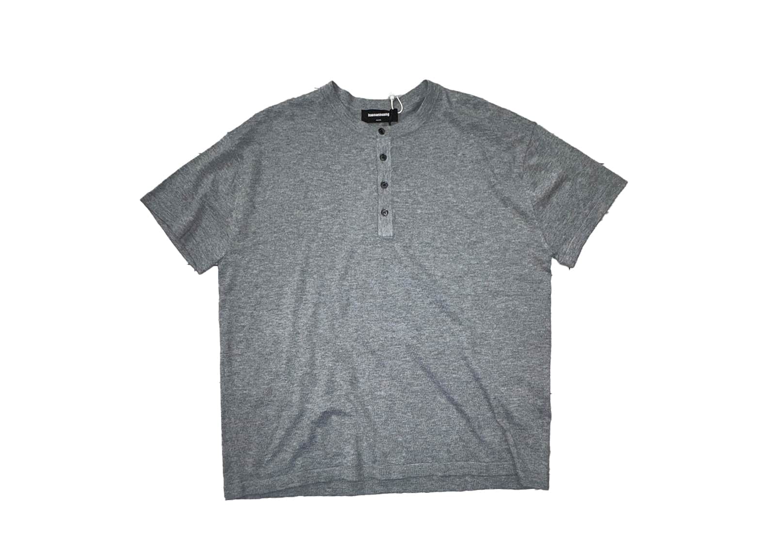Haonanhuang Henry Collar Knitted Tee Grey H672