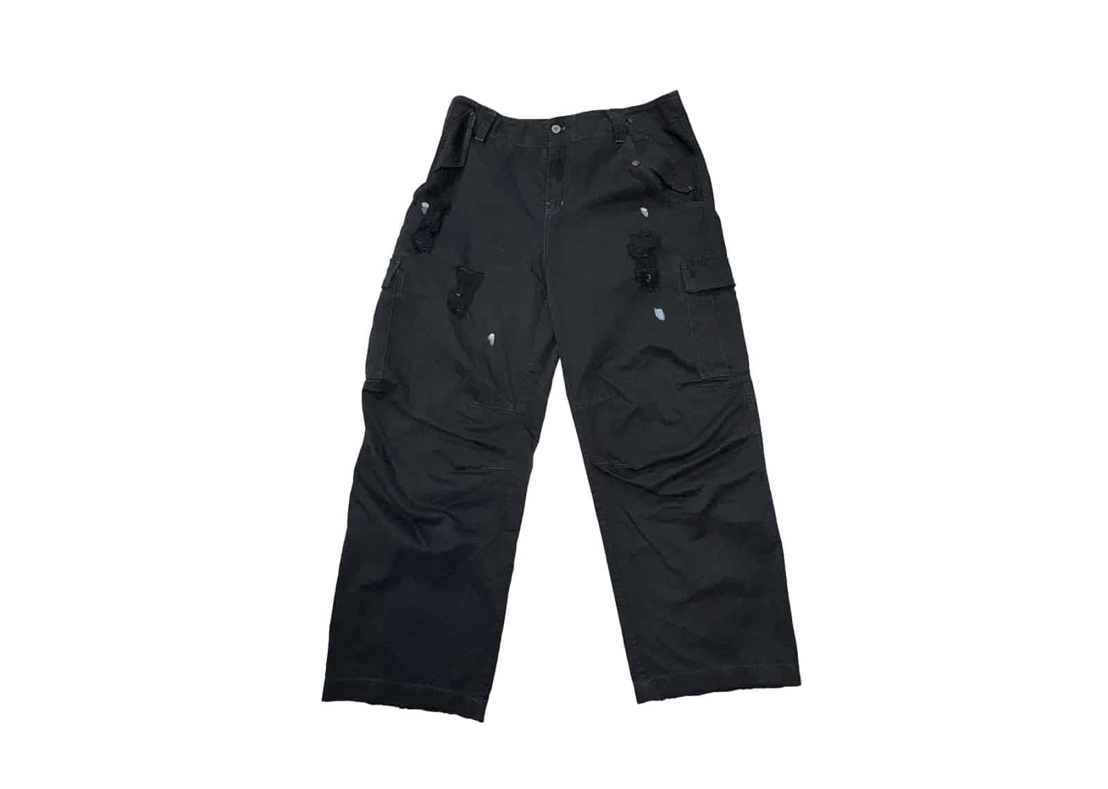 UNKNOWNWORLD Washed Distressed Cargo Pants Black UN253015