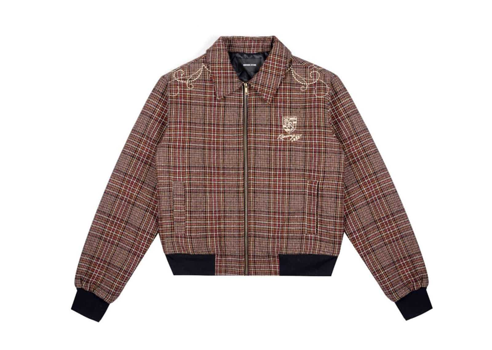 REGEN ZONE Houndstooth Quilted Jacket Brown