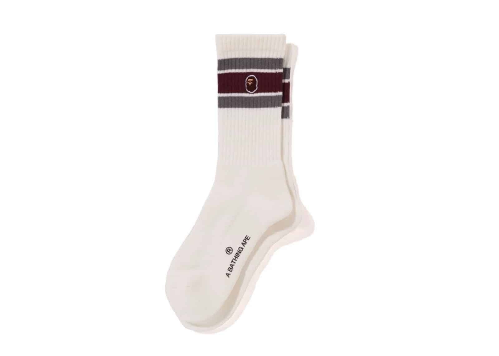 BAPE Ape Head One Point Socks Purple White