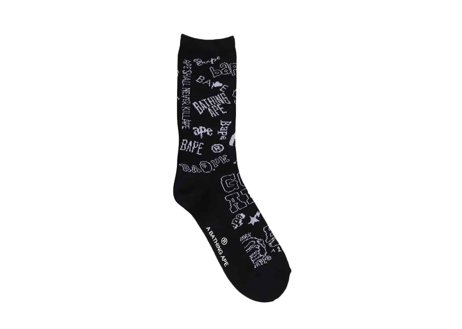 Bape Graffiti Pattern Socks Black