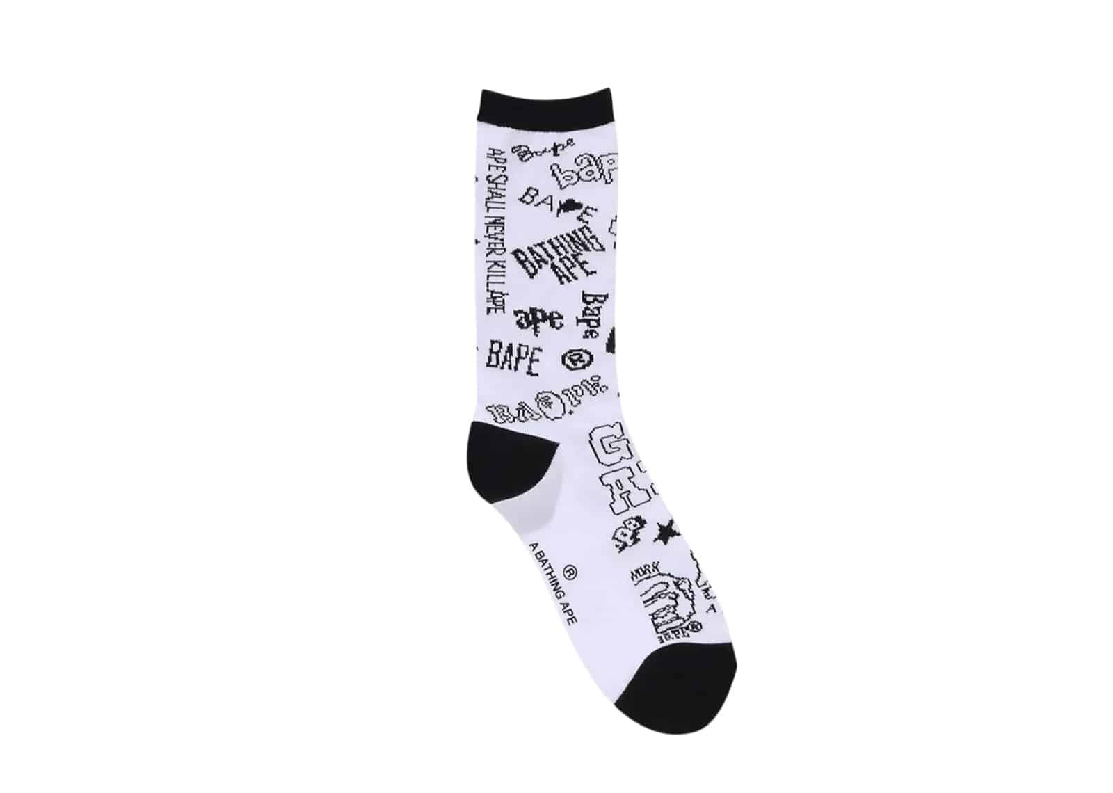 Bape Graffiti Pattern Socks White