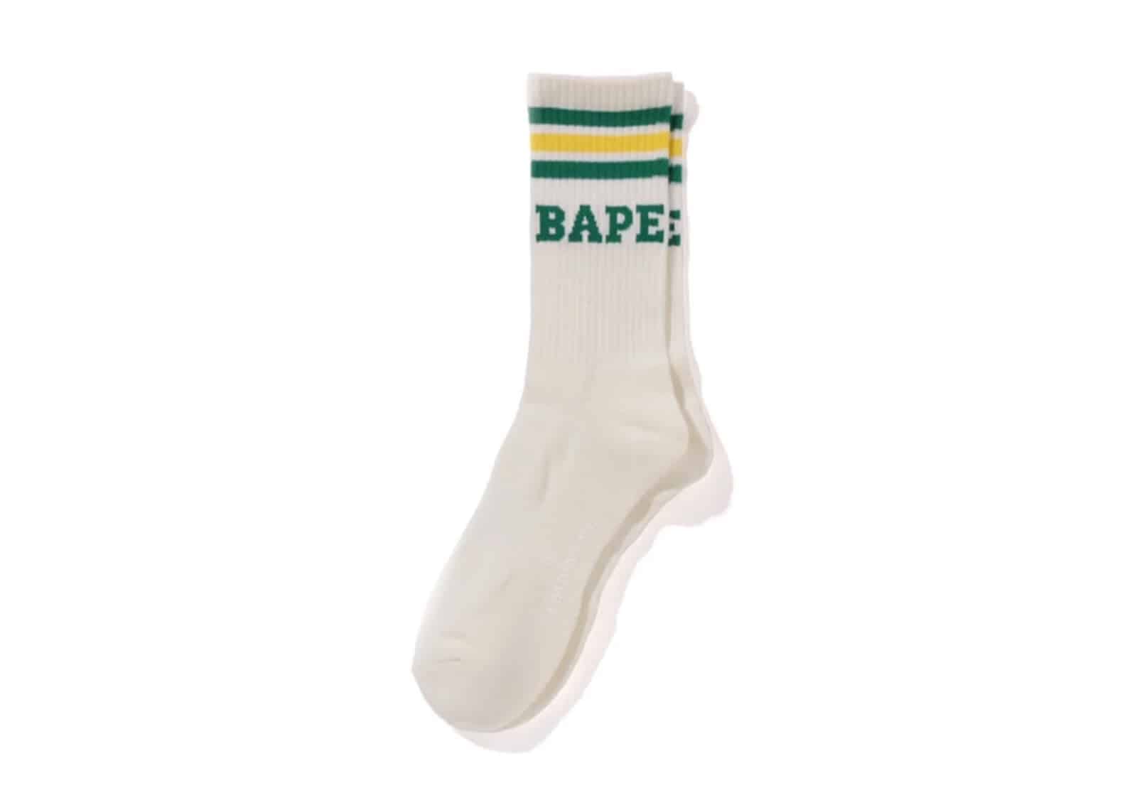 BAPE Line Socks Greed/Yellow White