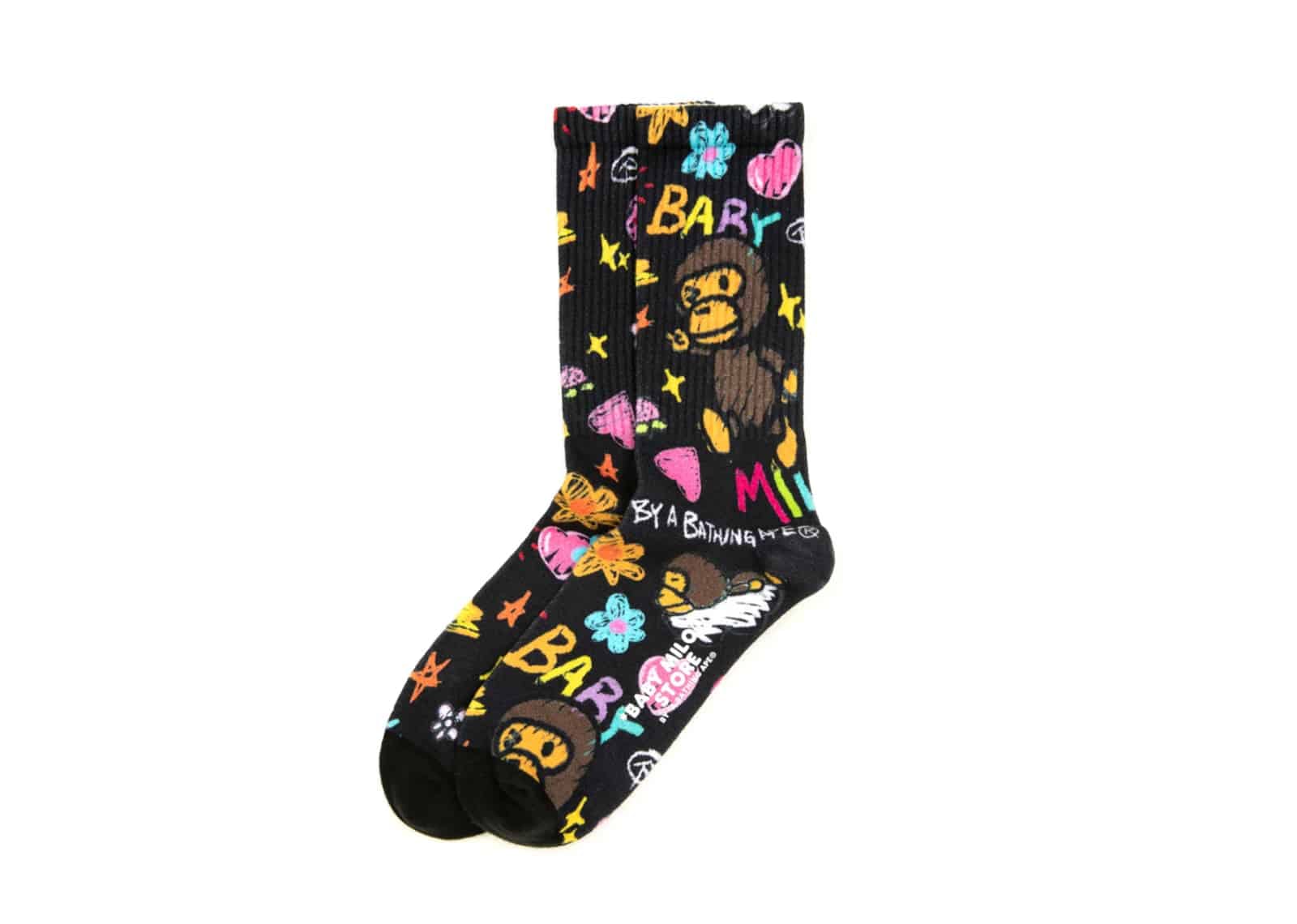 BAPE Baby Milo Graffiti Star Socks Black