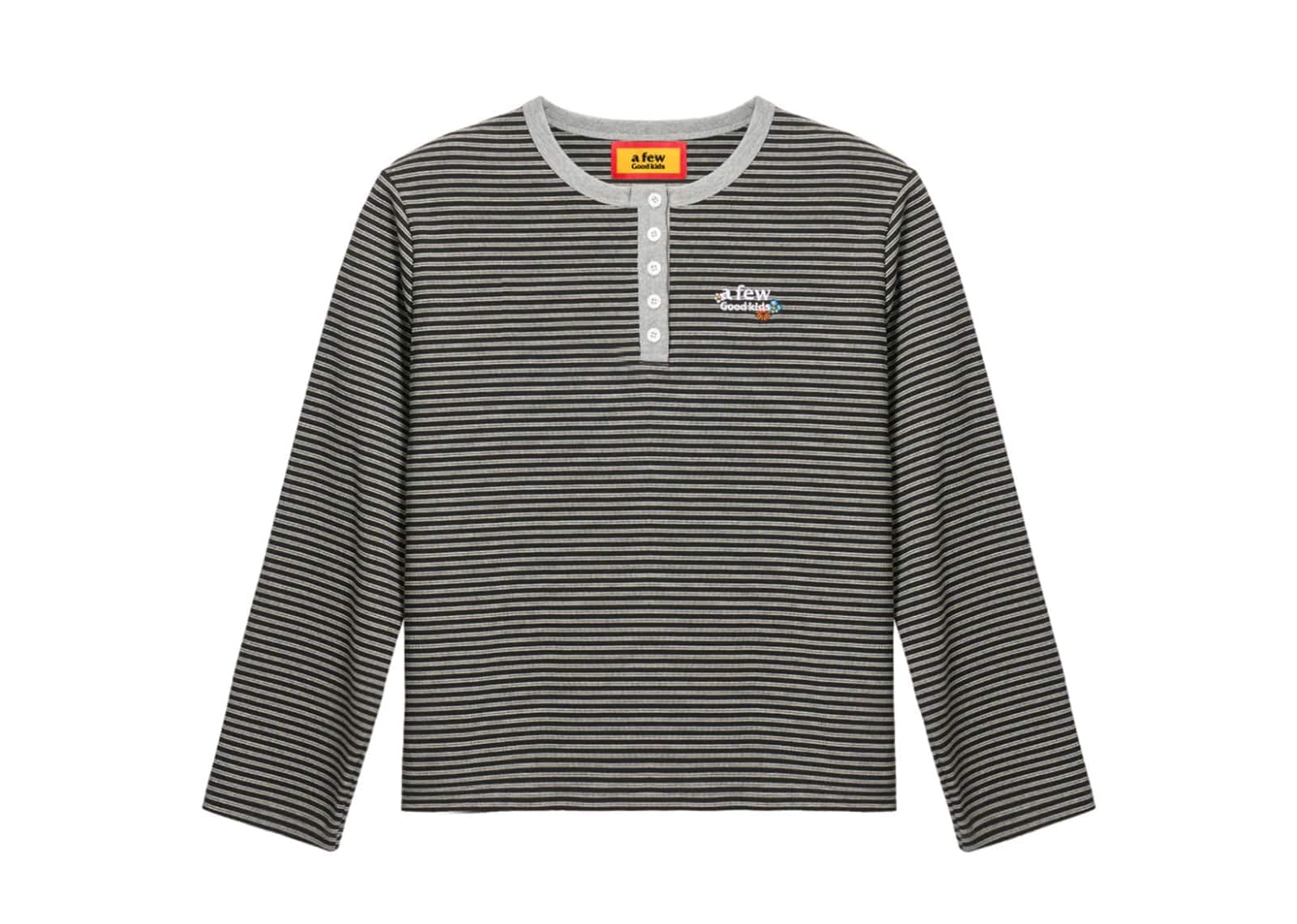 A Few Good Kids Floral Henley Long Sleeve Tee Dark Grey