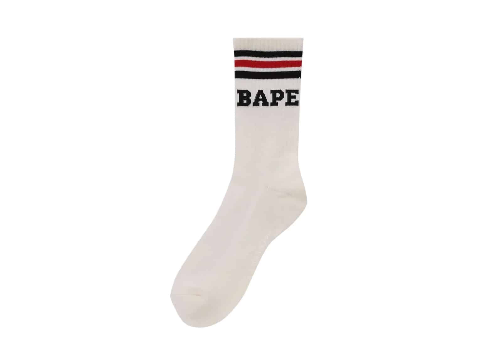 BAPE Line Socks Black/Red White