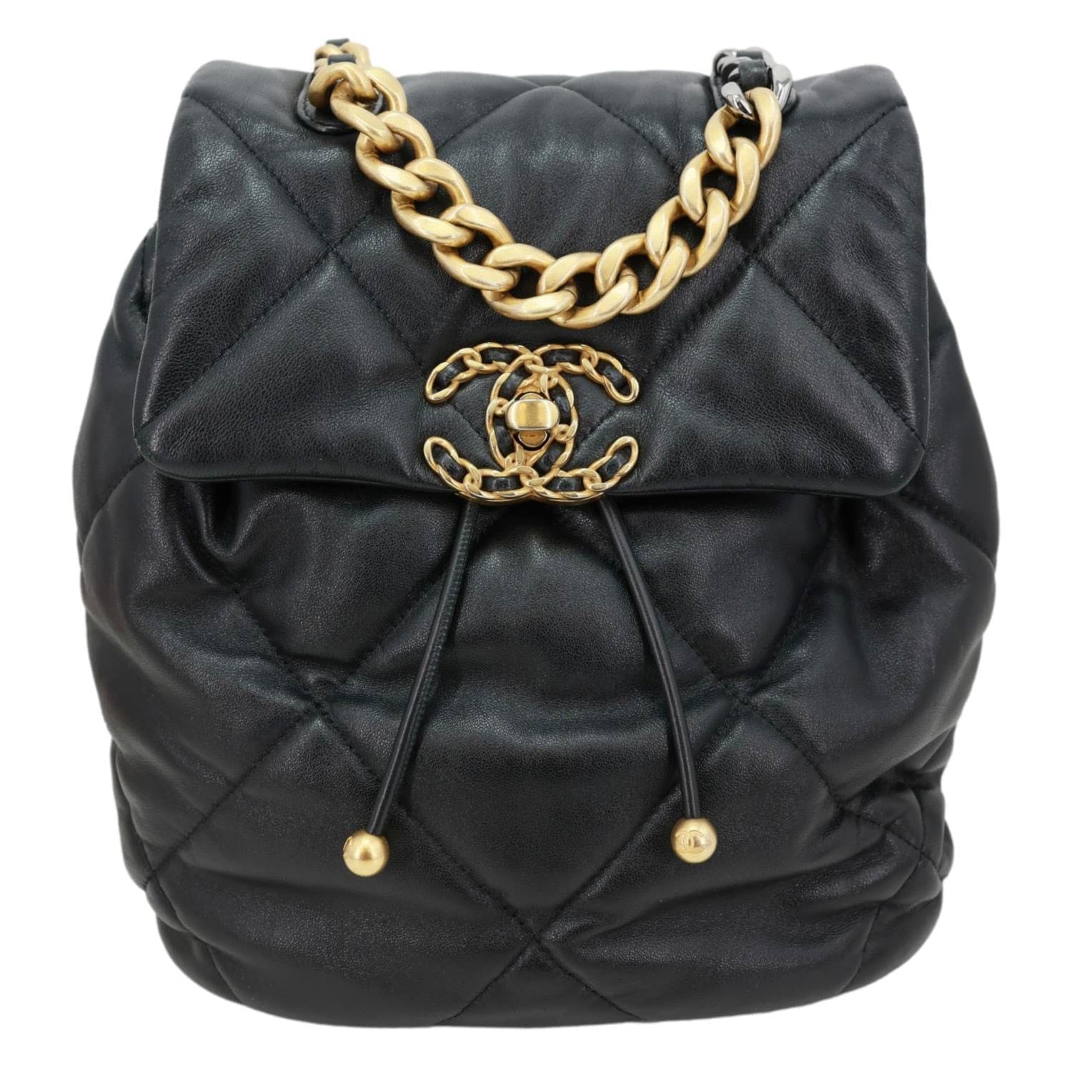 CHANEL 19 Quilted Lambskin Leather Backpack Black