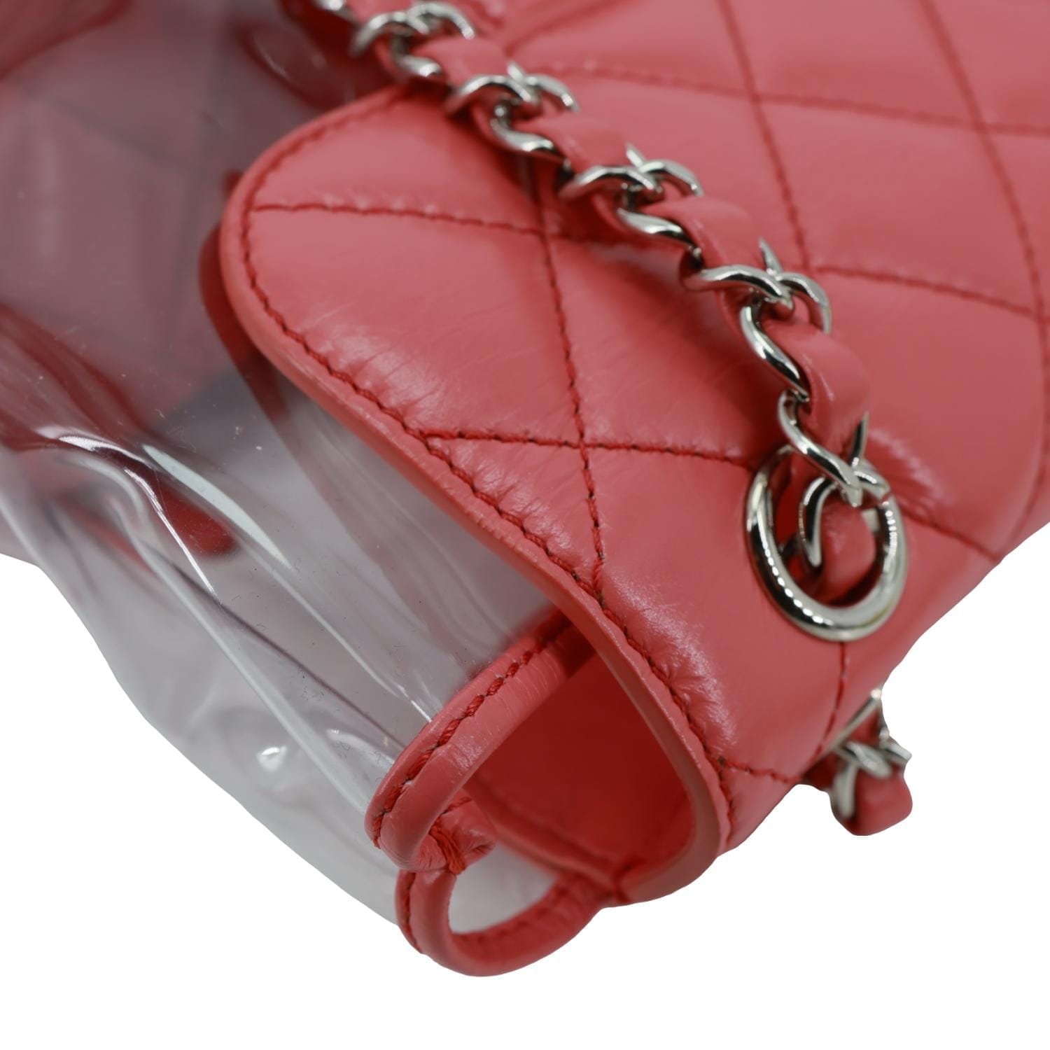 CHANEL Crumpled Crumpled Quilted Calfskin PVC Backpack Pink