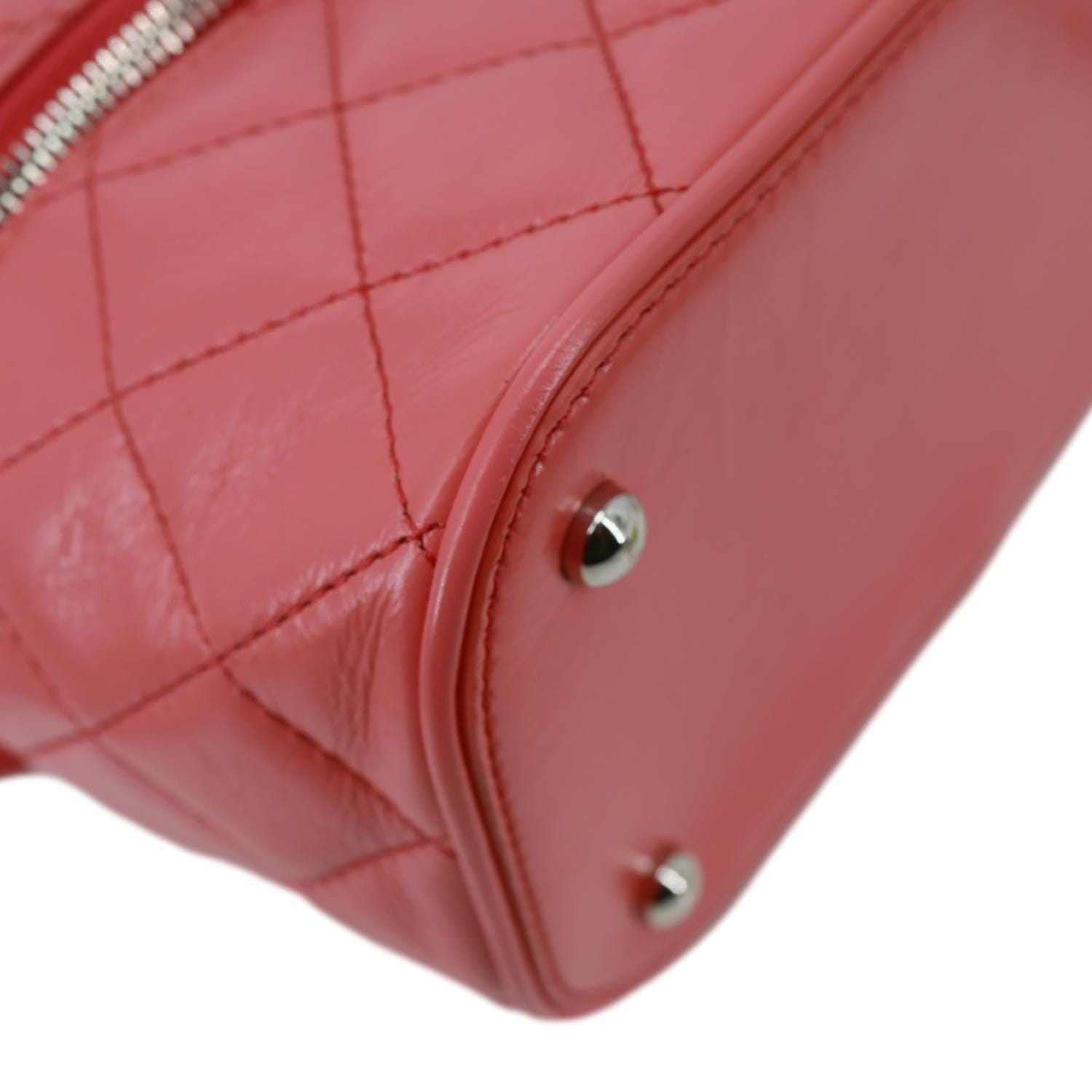 CHANEL Crumpled Crumpled Quilted Calfskin PVC Backpack Pink