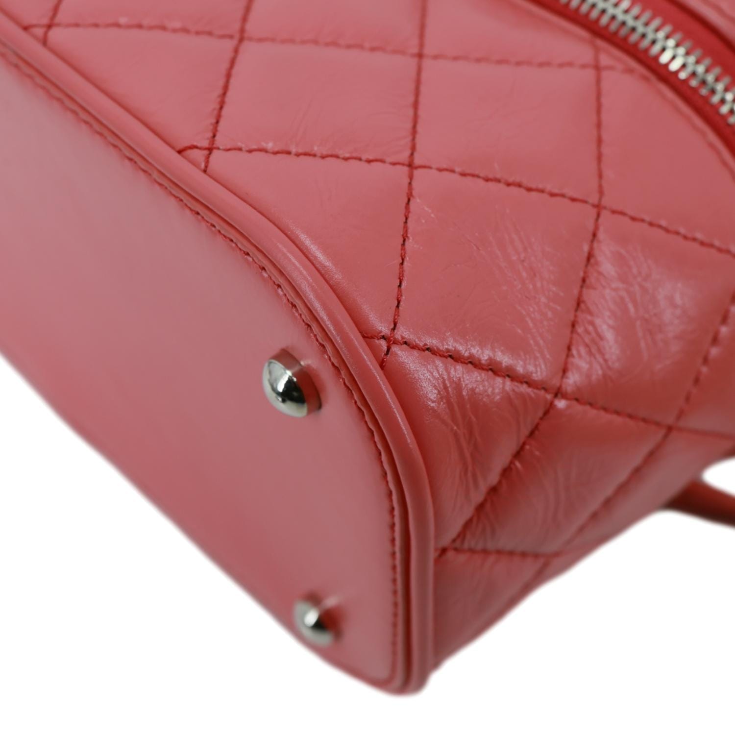 CHANEL Crumpled Crumpled Quilted Calfskin PVC Backpack Pink