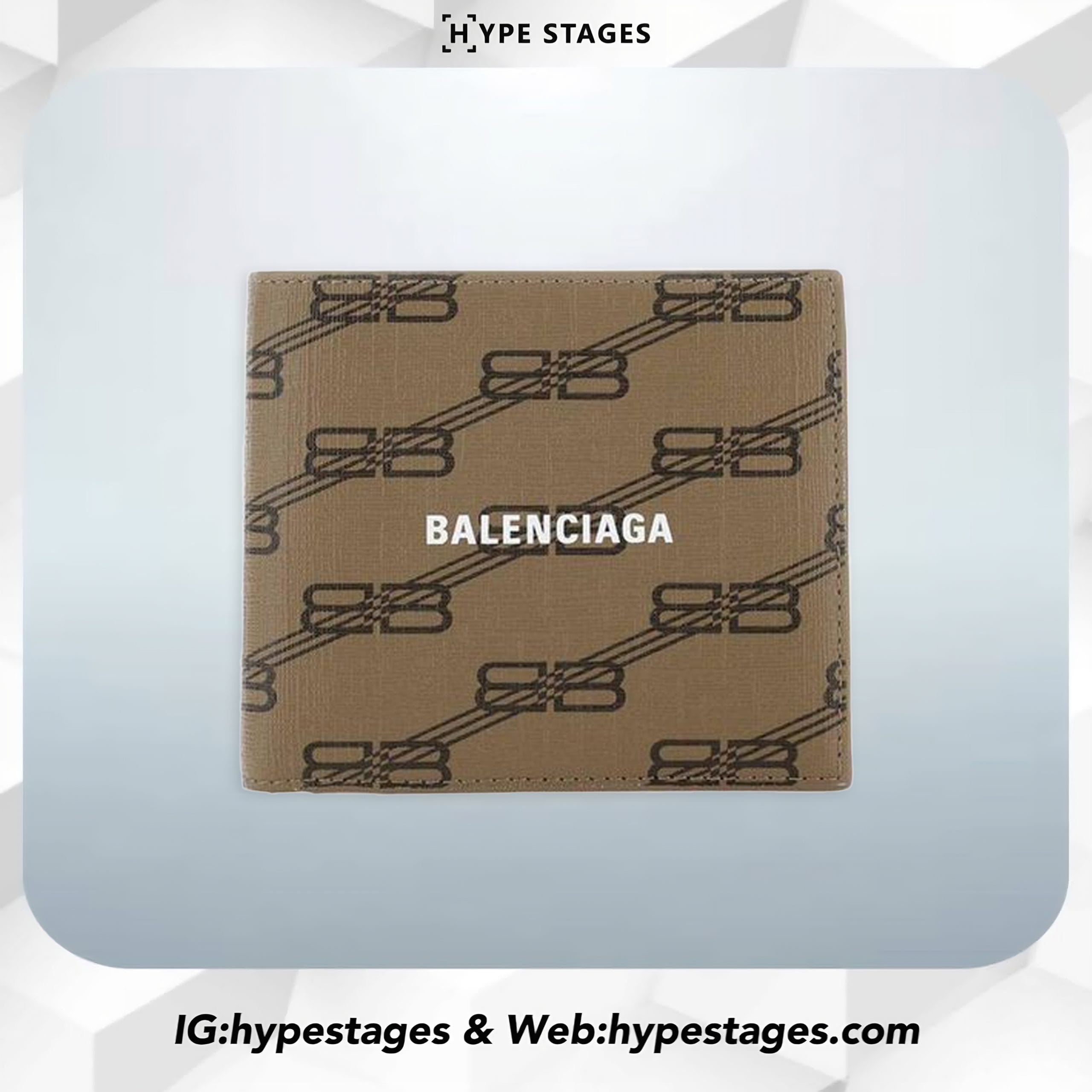 BALENCIAGA BB MONOGRAM KHAKI WALLET